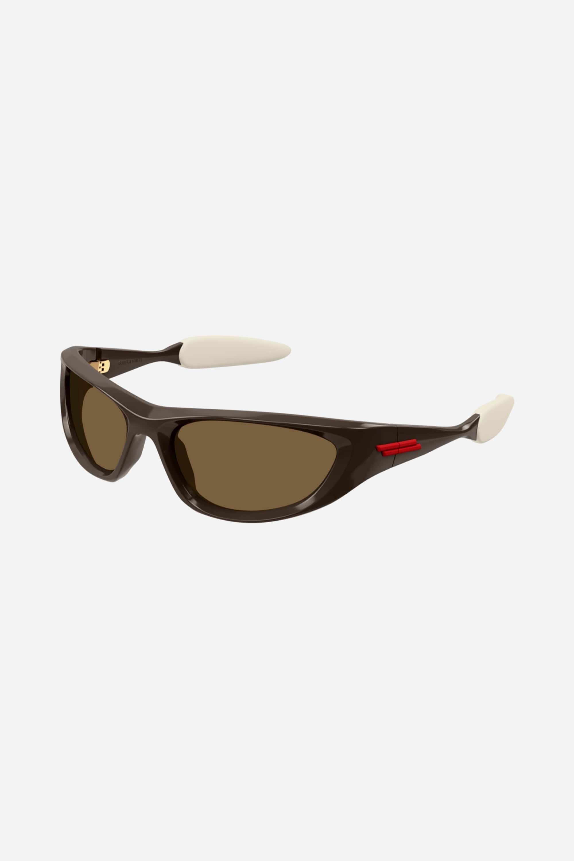 Bottega Veneta wrap around brown sunglasses