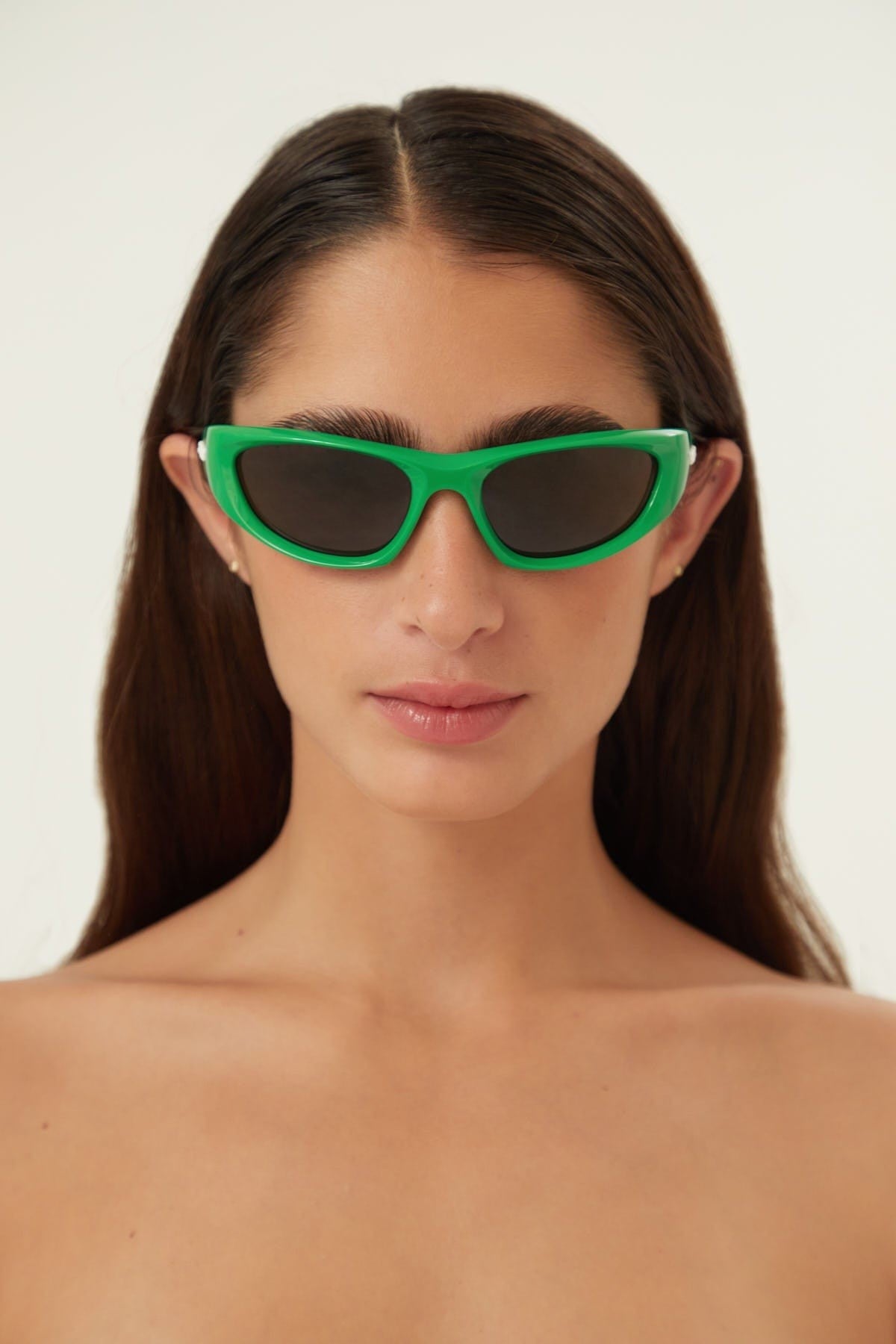 Bottega Veneta wrap around green sunglasses