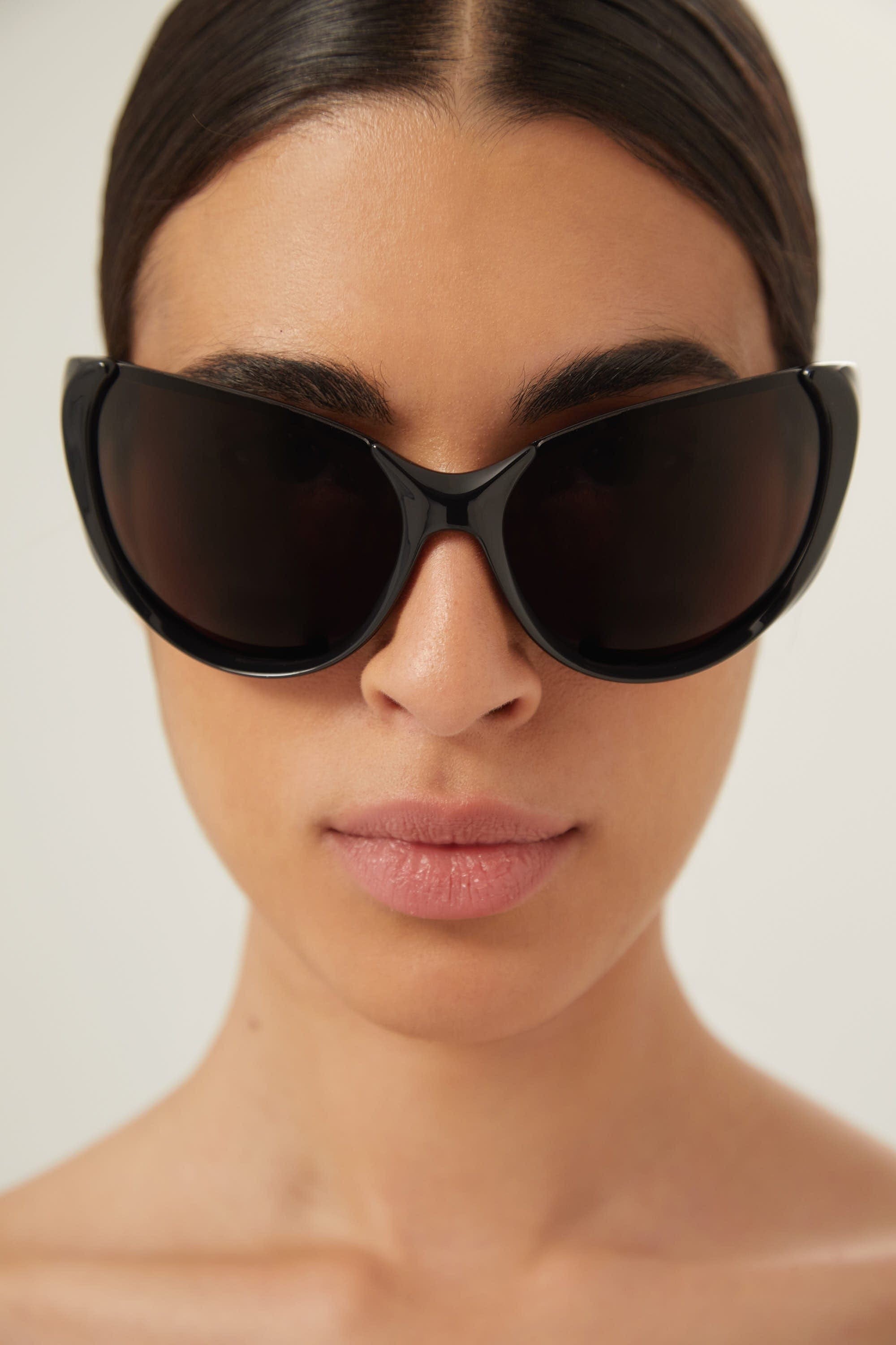 Balenciaga black wrap around sunglasses