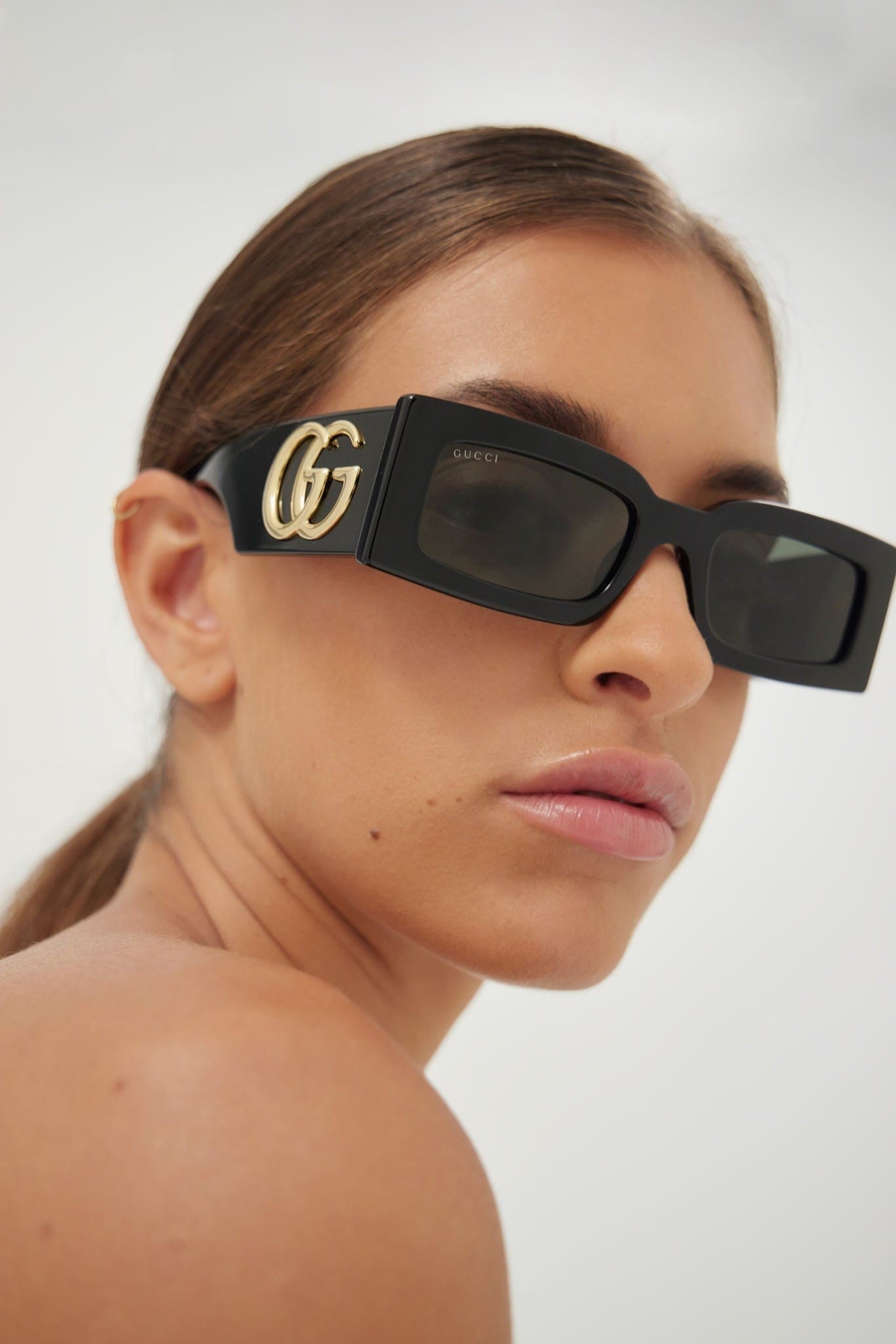 Gucci black rectangular sunglasses