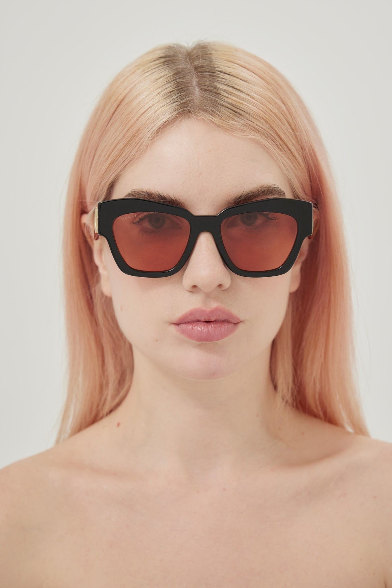 Gucci brown and pink chuncky cat eye sunglasses