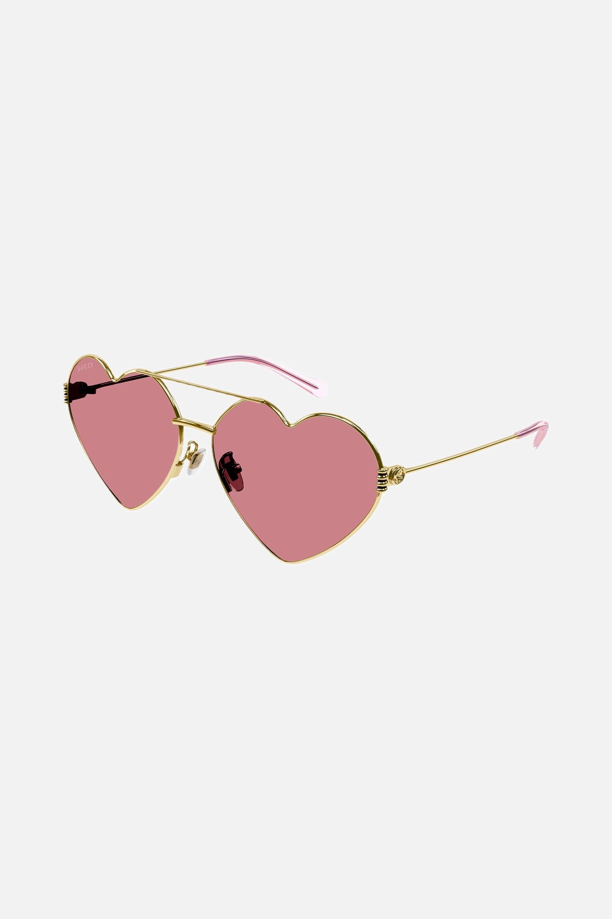 Gucci GG1283s metal heart shape sunglasses with pink lenses