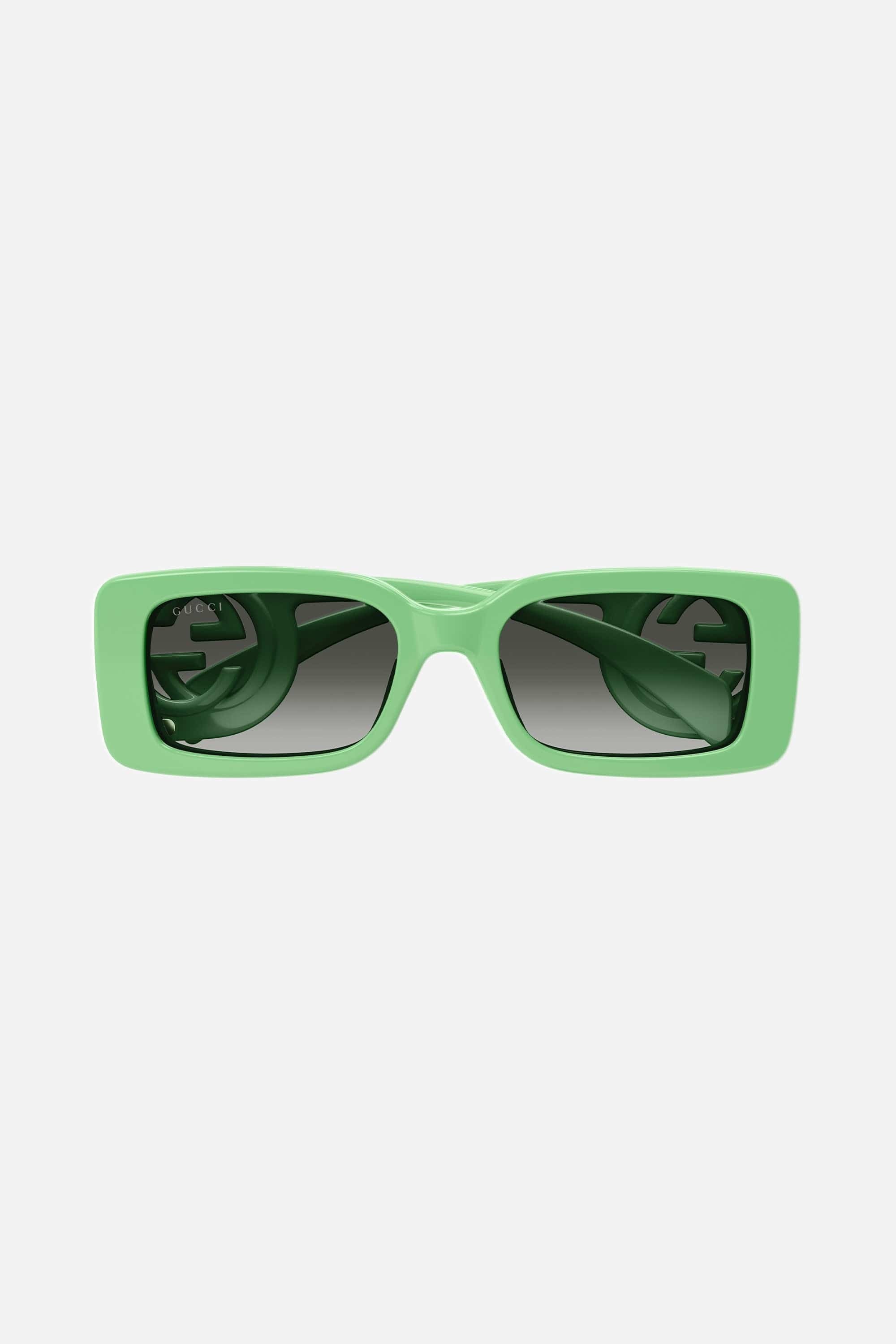 Gucci green bold rectangular sunglasses