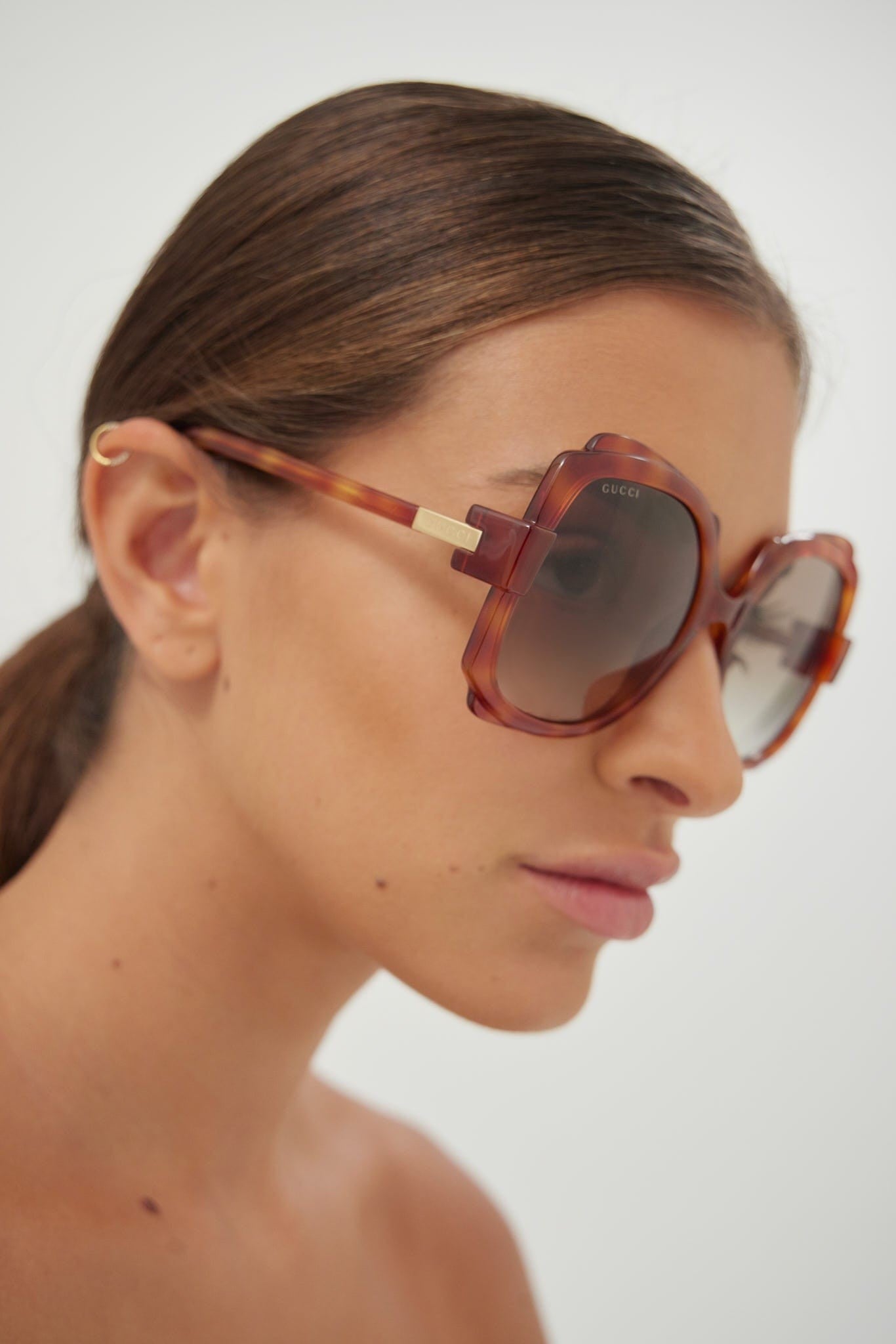 Gucci havana butterfly shape sunglasses