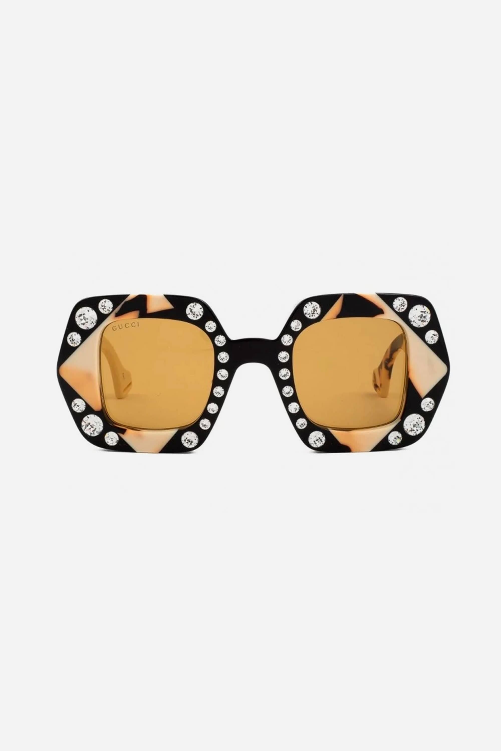 Gucci Hollywood collection sunglasses in yellow featuring Swarovski stones