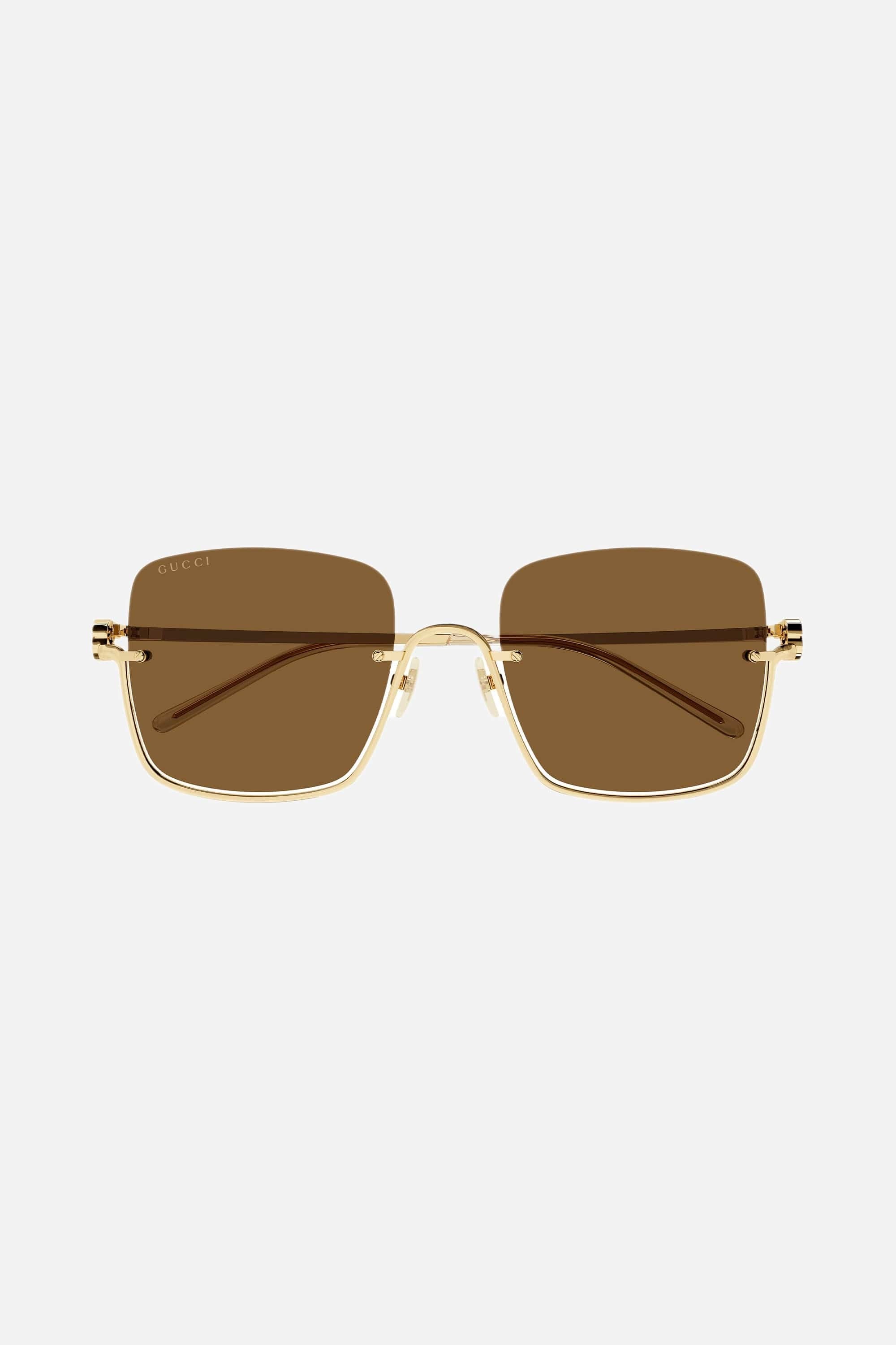 Gucci metal squared sunglasses with brown lenses