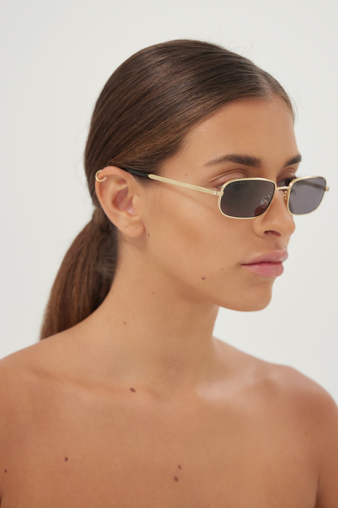 Gucci micro metal gold sunglasses