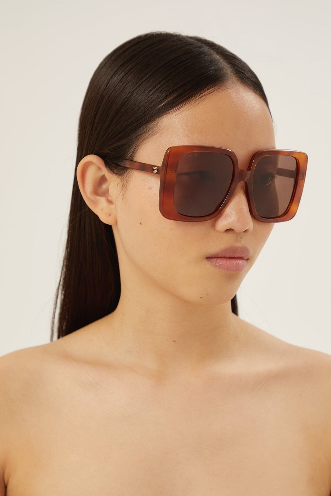 Gucci oversize square brown sunglasses