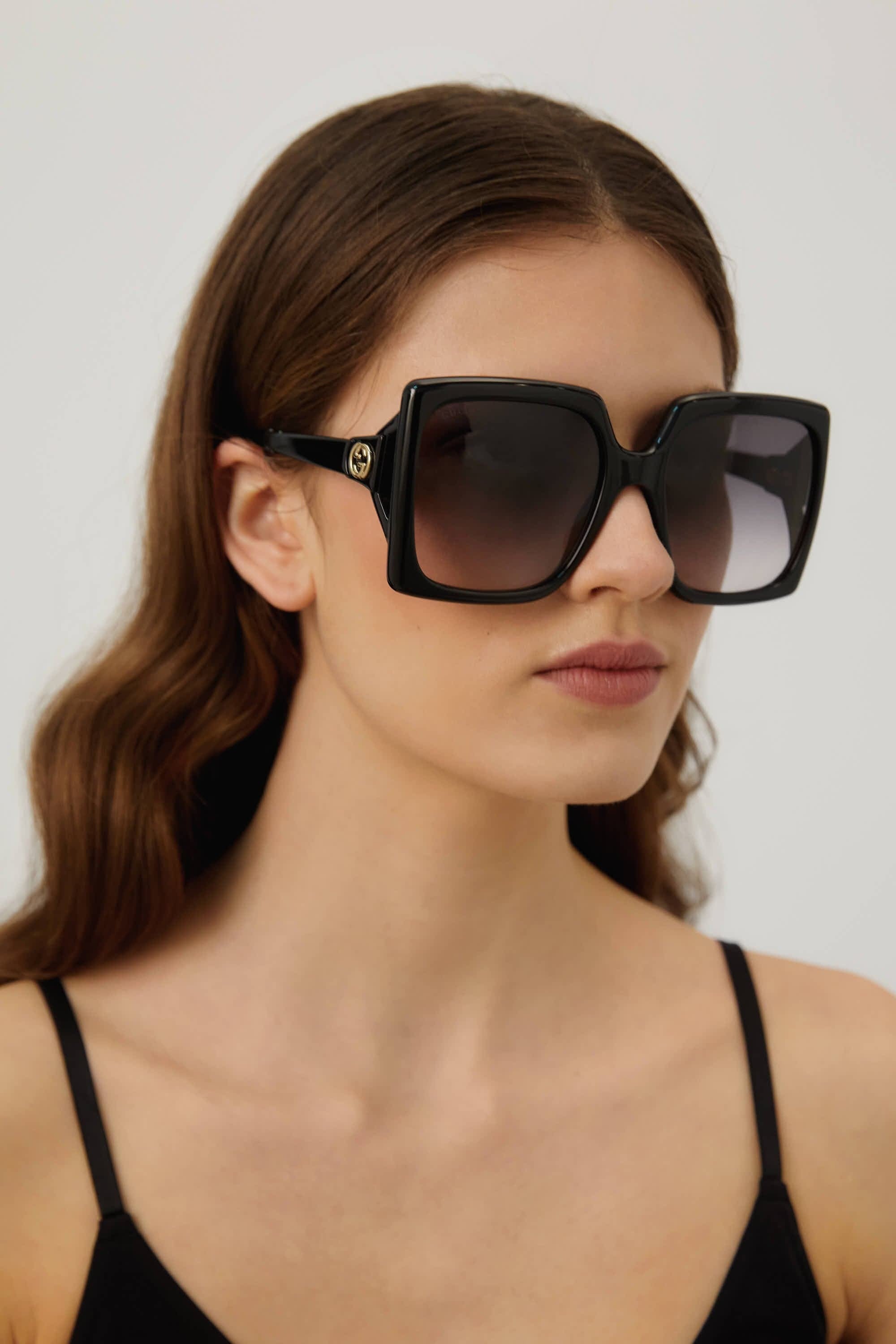 Gucci oversized black squared sunglasses