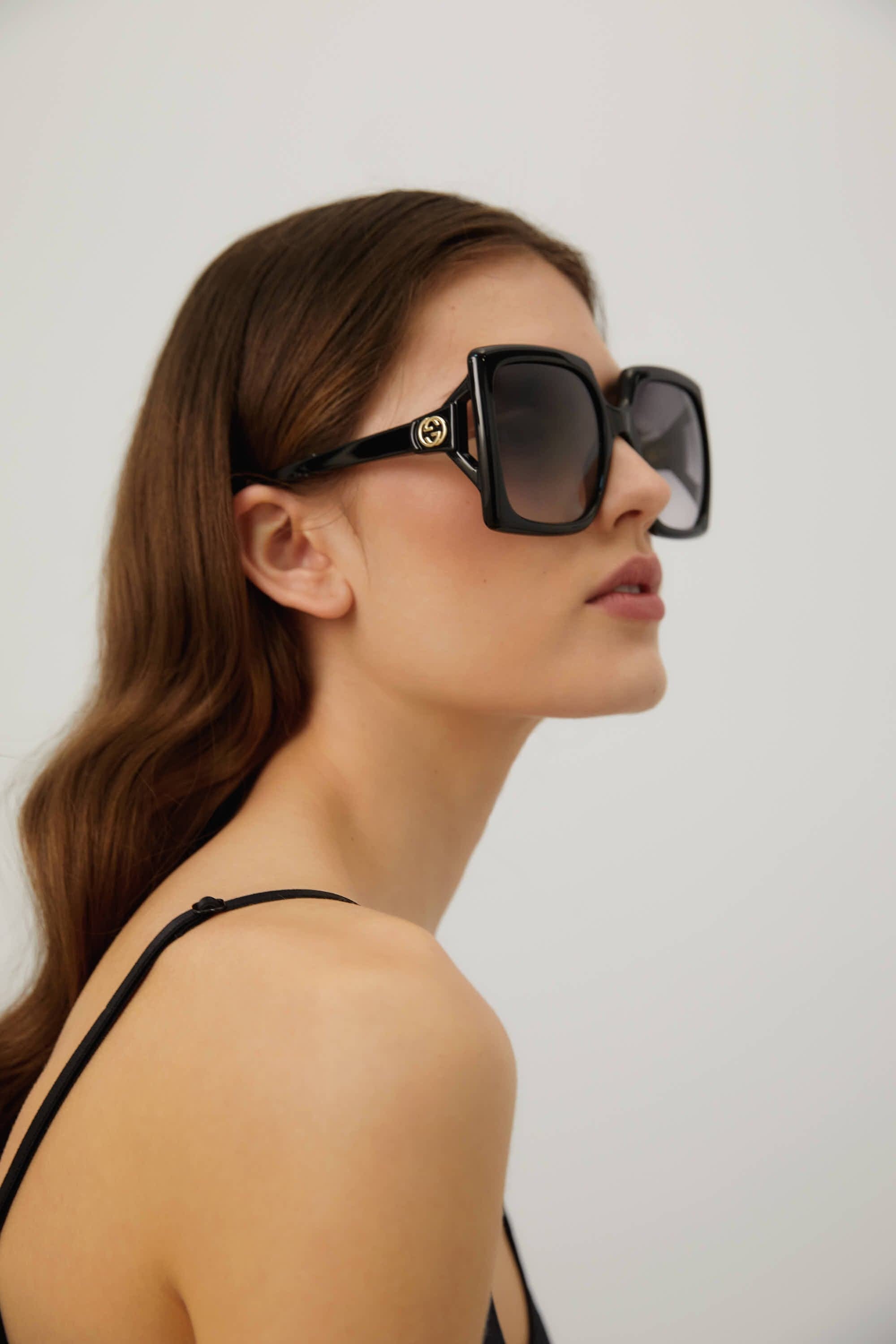 Gucci oversized black squared sunglasses