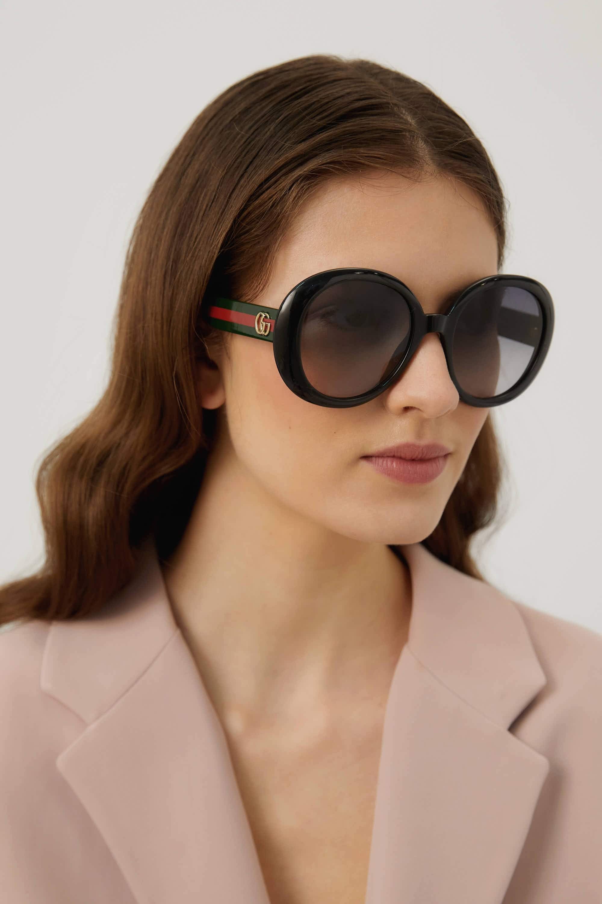 Gucci oversized sunglasses with web temple