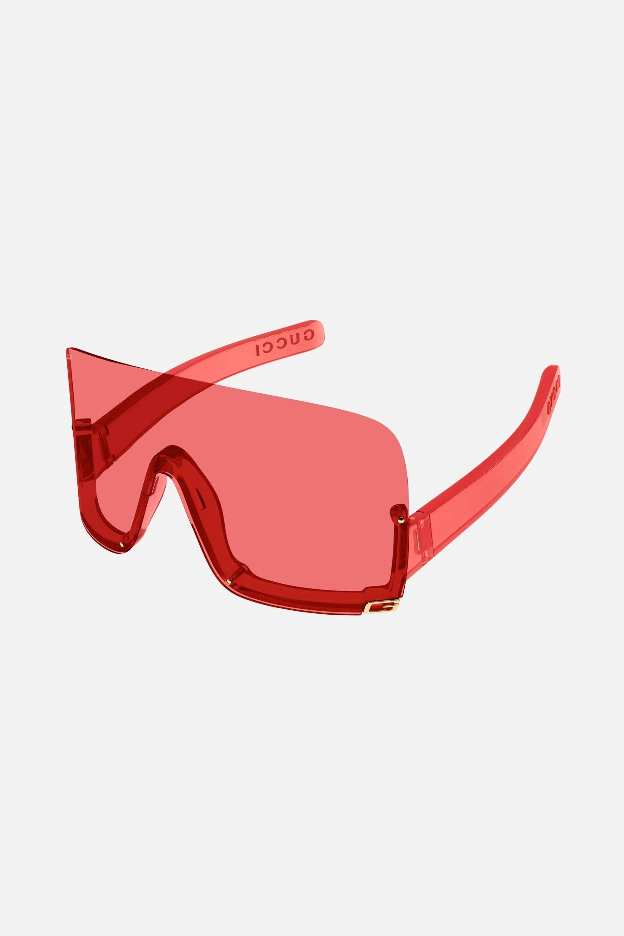 Gucci red fashion show mask sunglasses