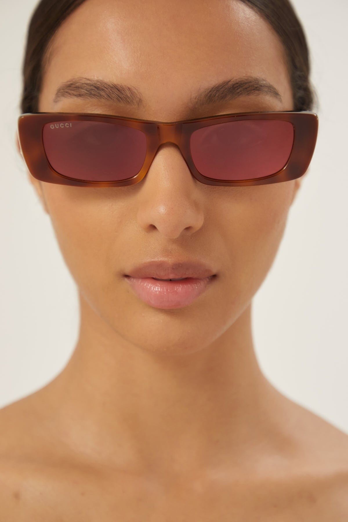 Gucci red rectangular sunglasses