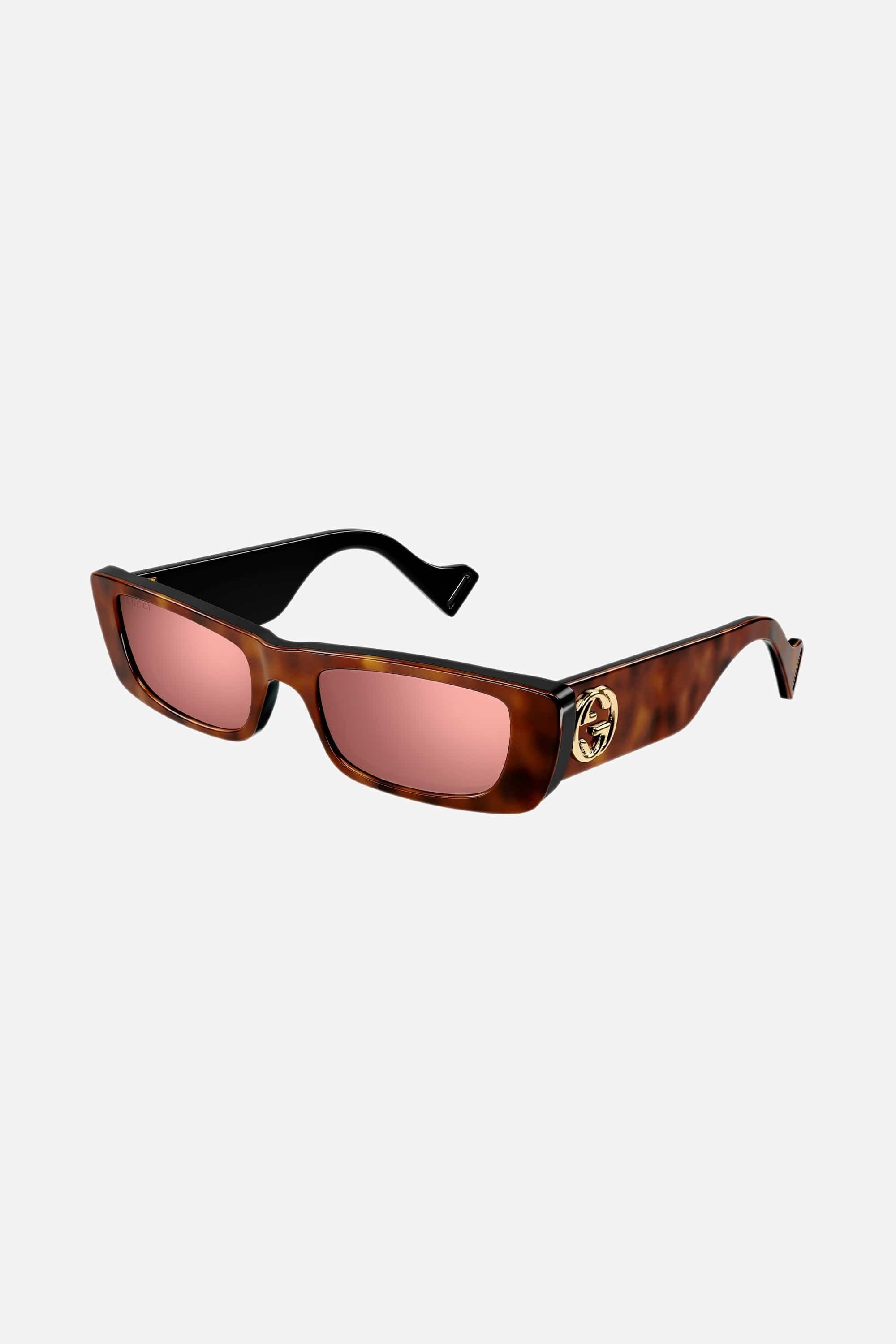 Gucci red rectangular sunglasses