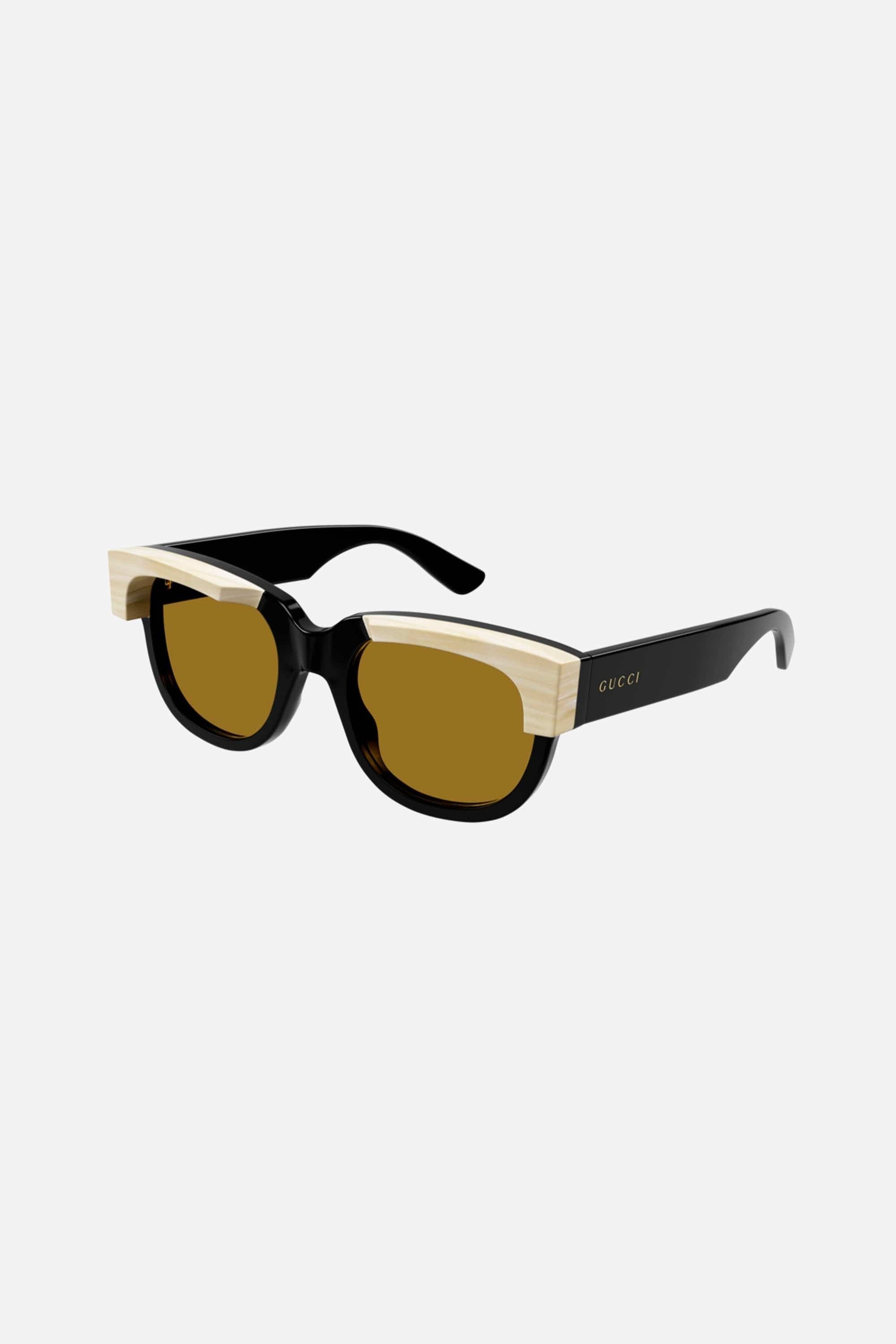 Gucci squared black and ivory acetate sunglasses