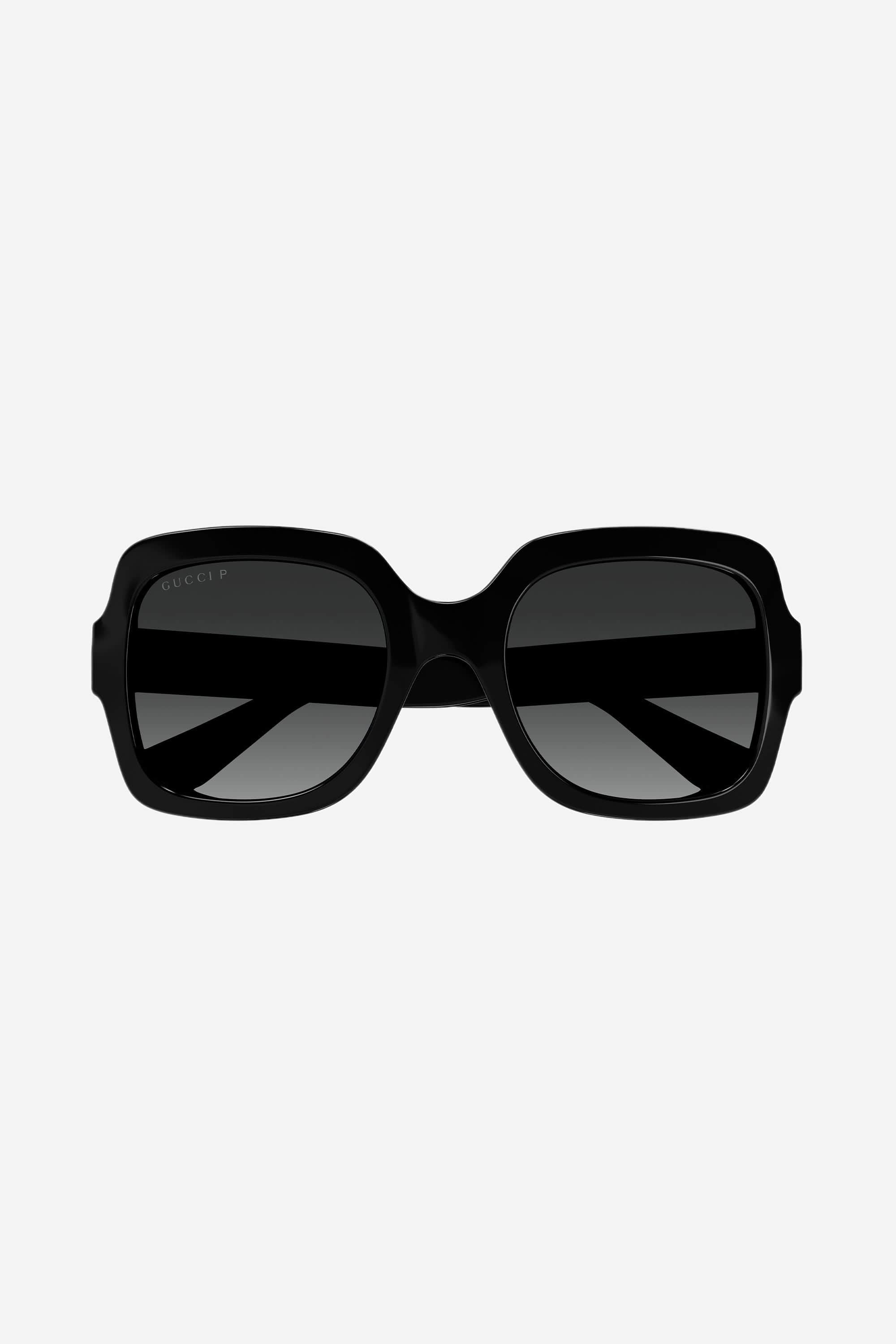 Gucci squared black thin acetate sunglasses