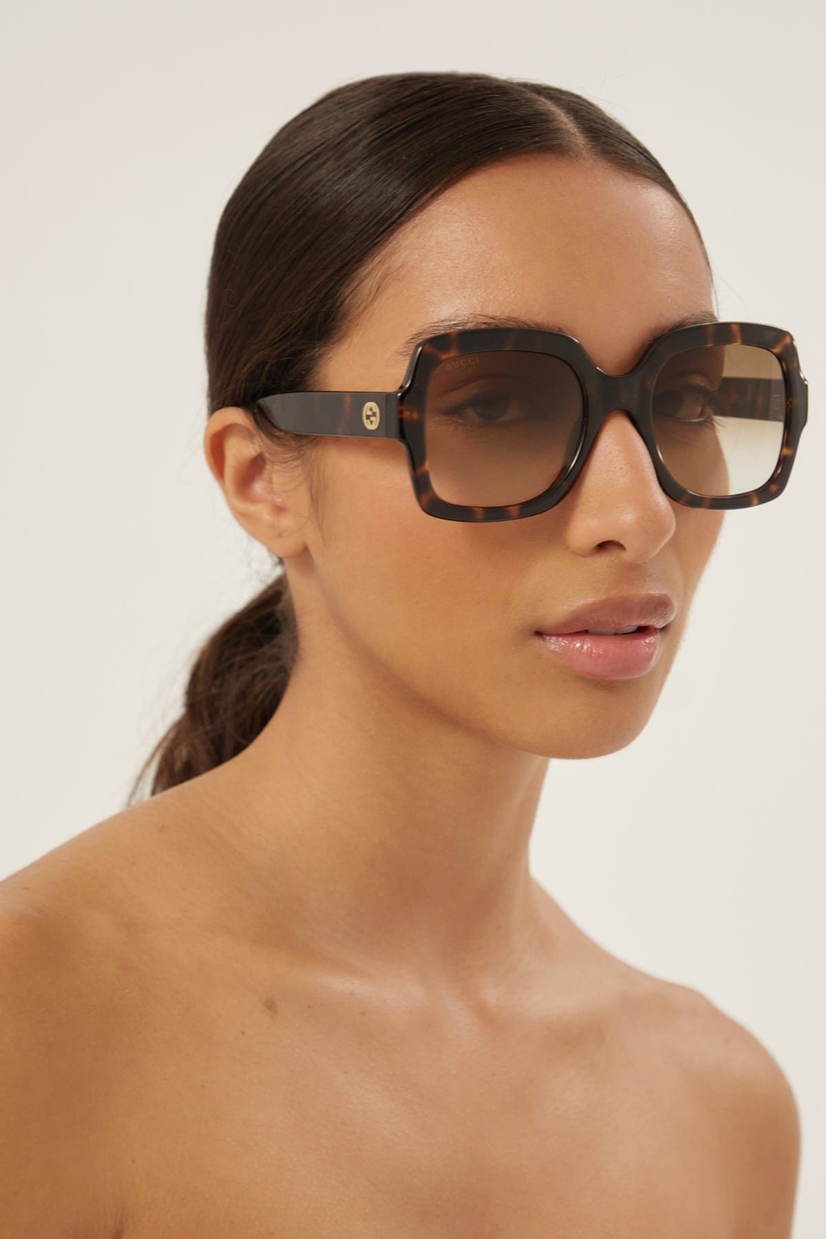 Gucci squared brown thin acetate sunglasses