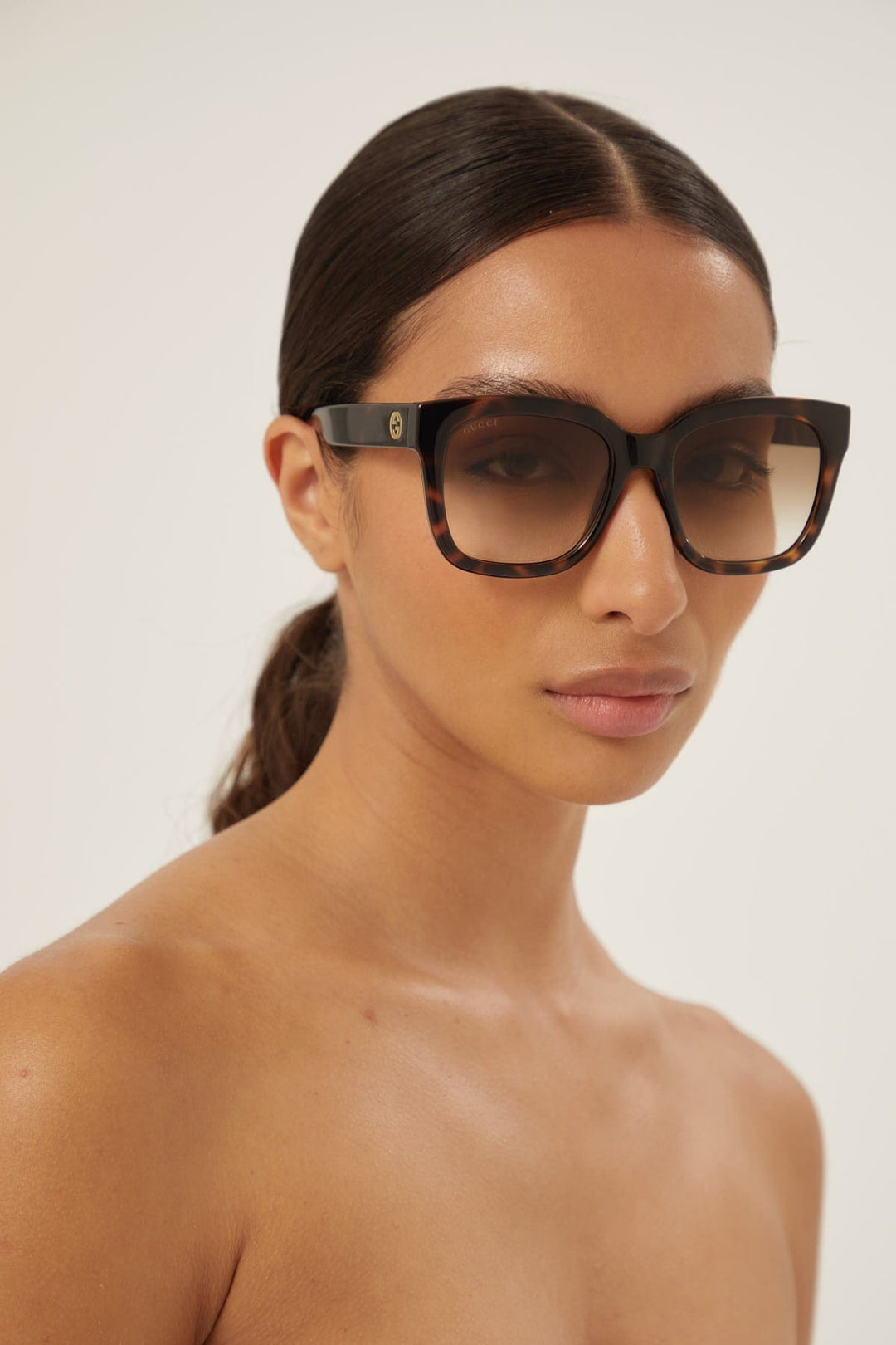 Gucci squared havana acetate sunglasses