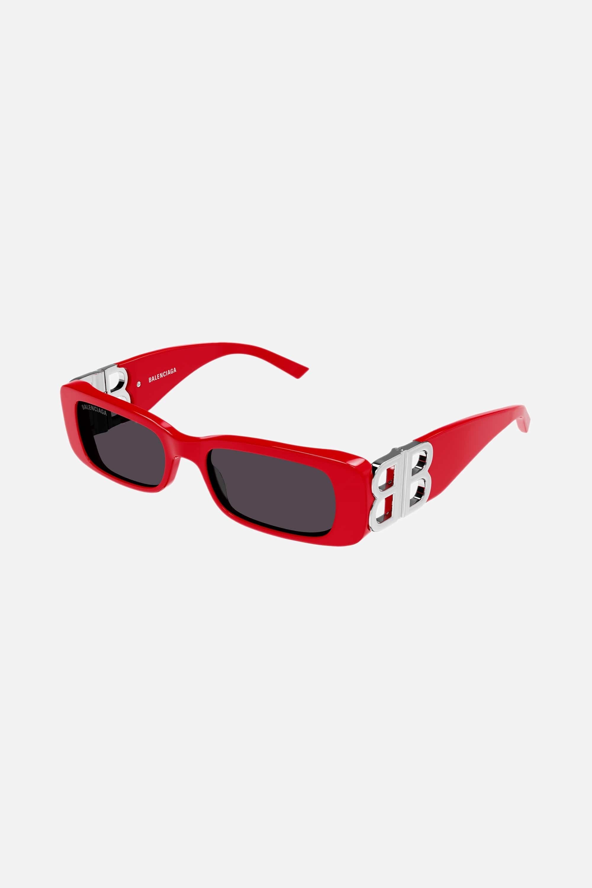 Balenciaga Dynasty red sunglasses featuring BB logo