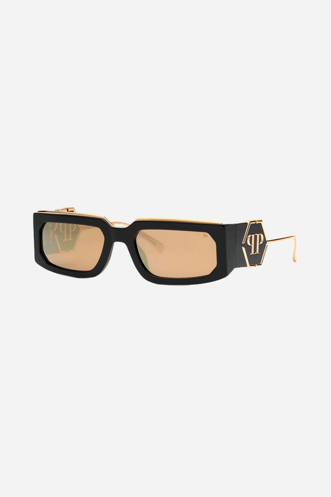 Philipp Plein rectangular black and gold sunglasses