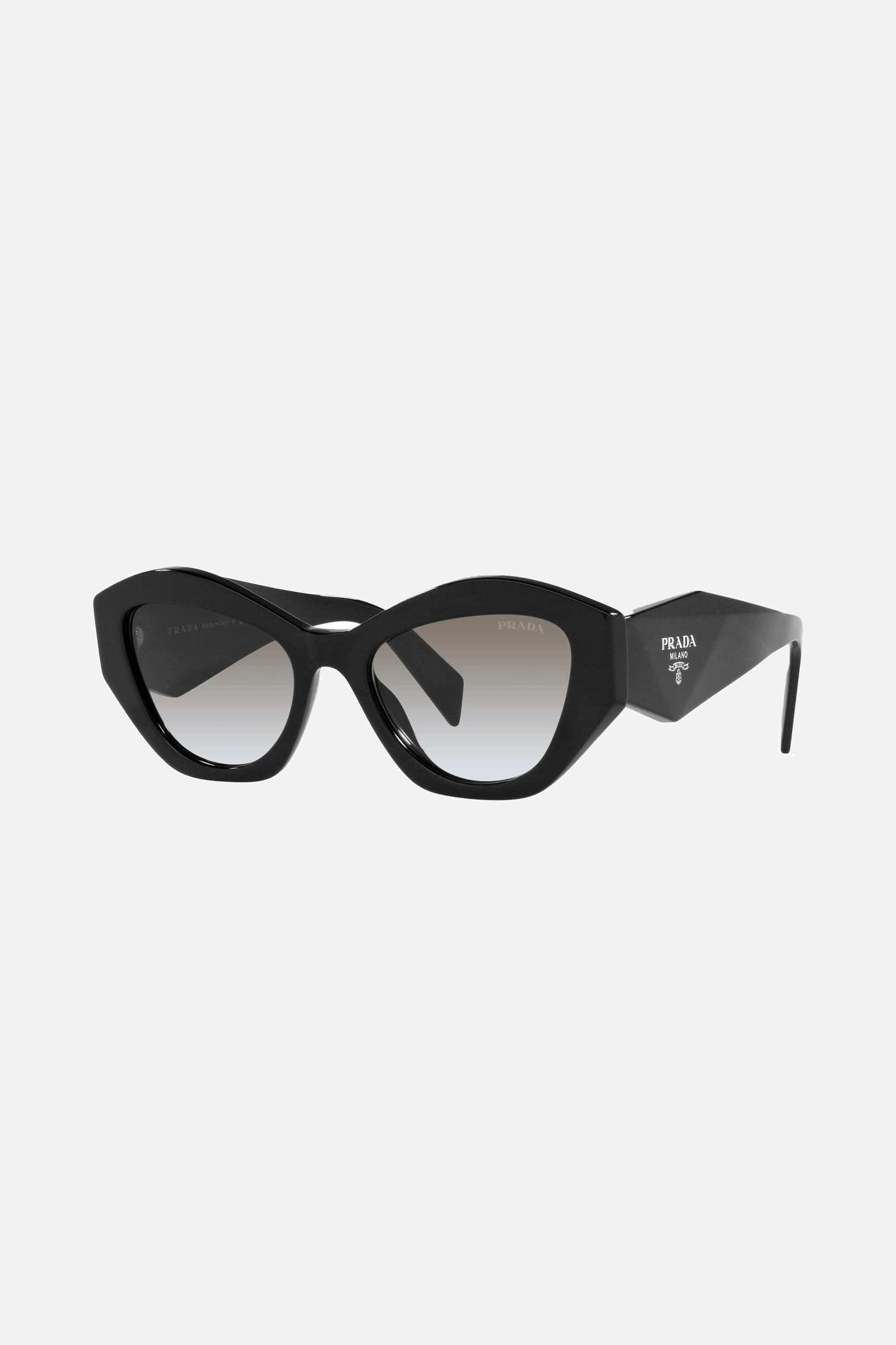 Prada oval black sunglasses featuring iconic logo