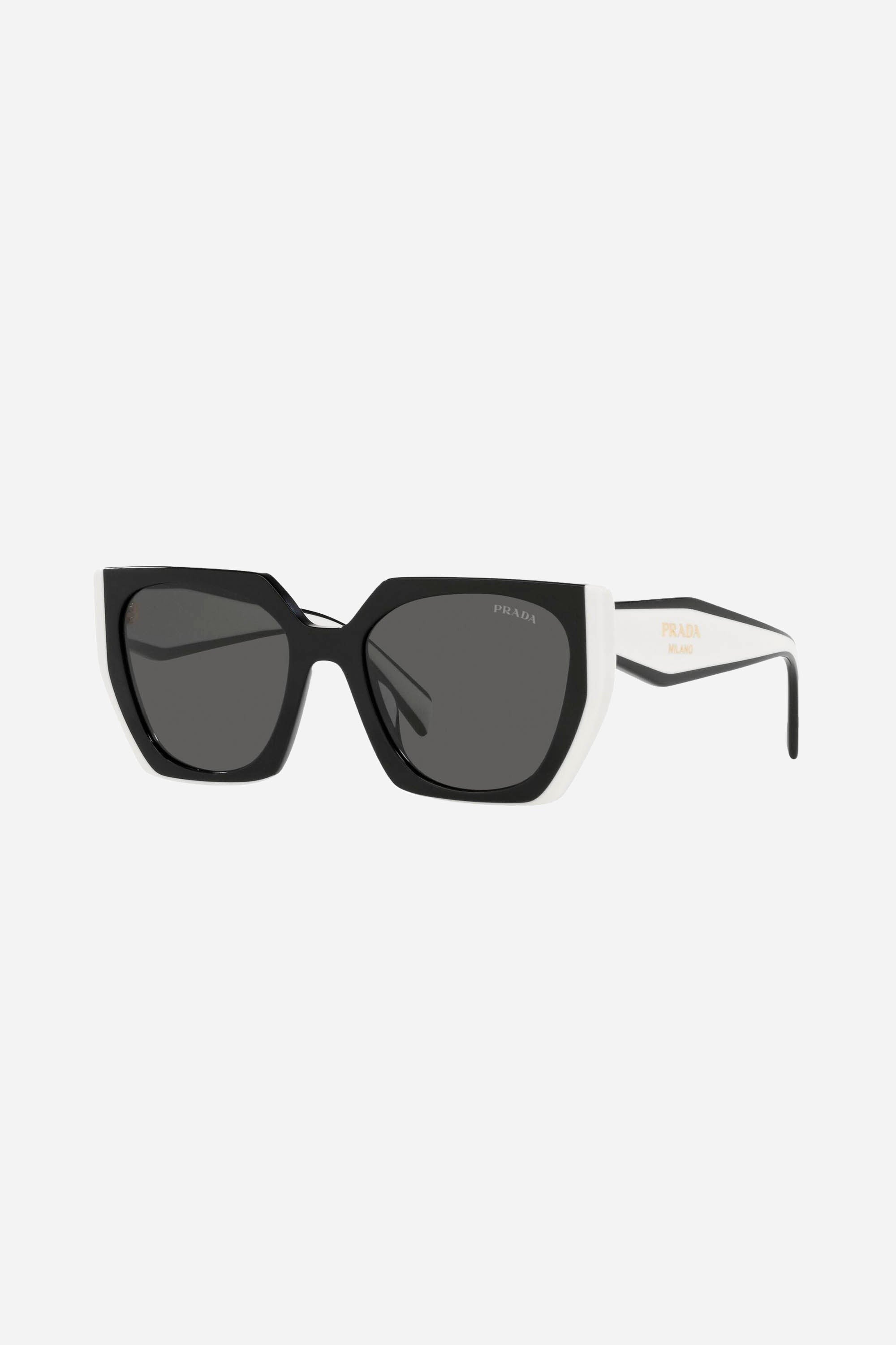 Prada oversized cat eye black and white sunglasses