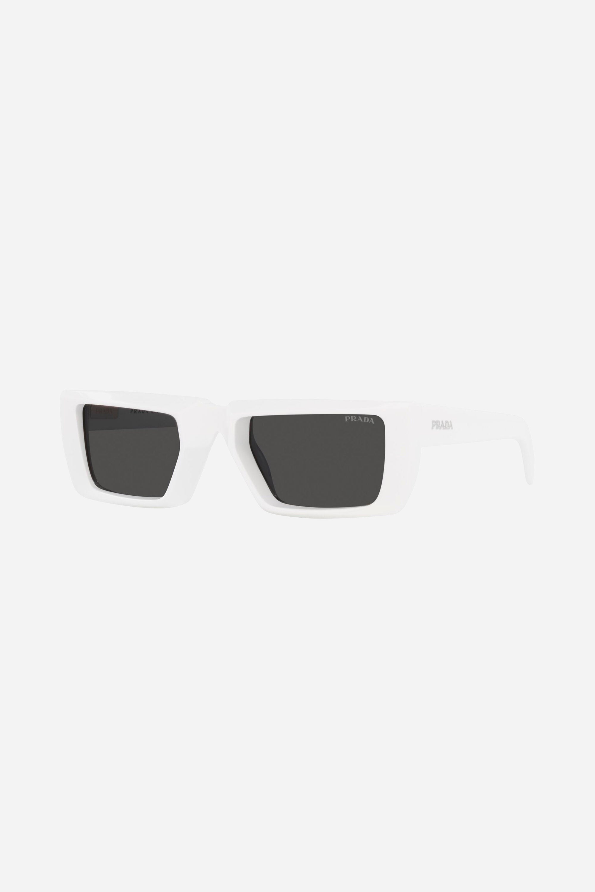 Prada runway squared white sunglasses