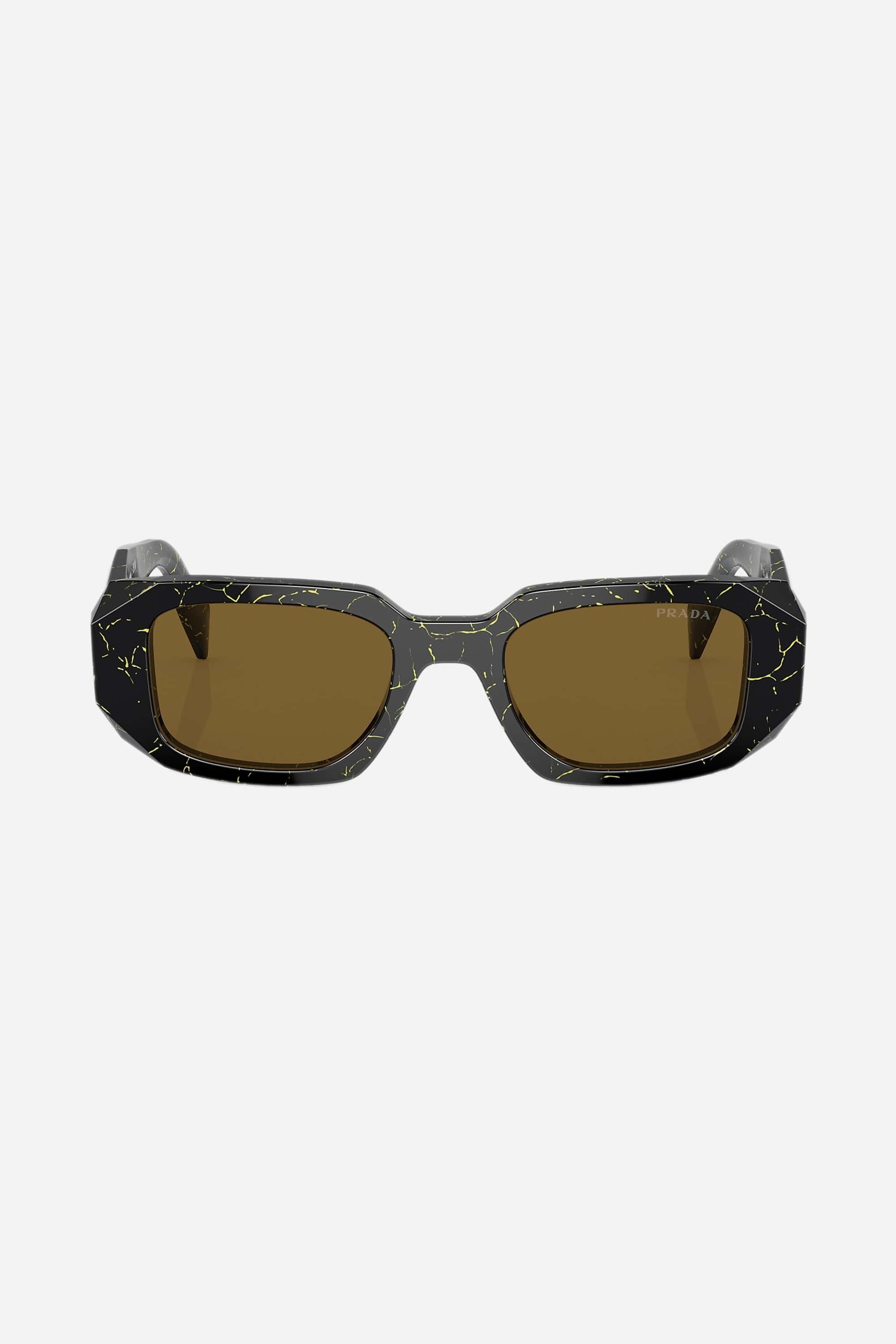 Prada symbol black and yellow marble oval sunglasses