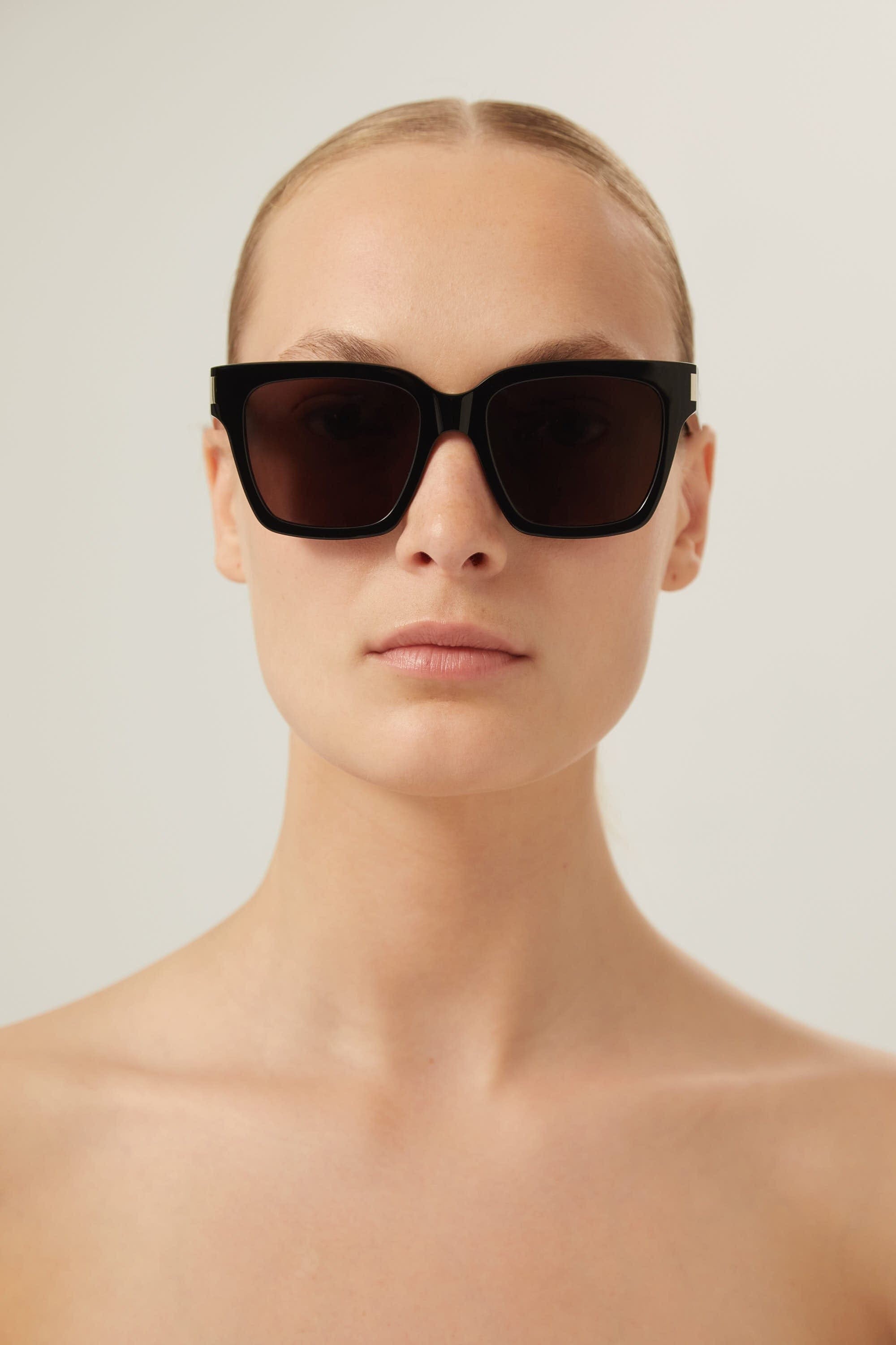 Saint Laurent black rectangular sunglasses