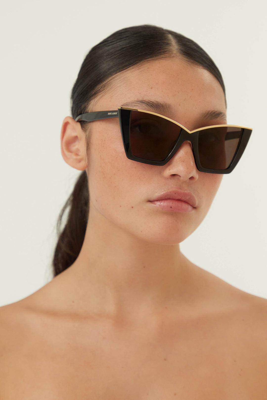 Saint Laurent cat eye black and gold sunglasses