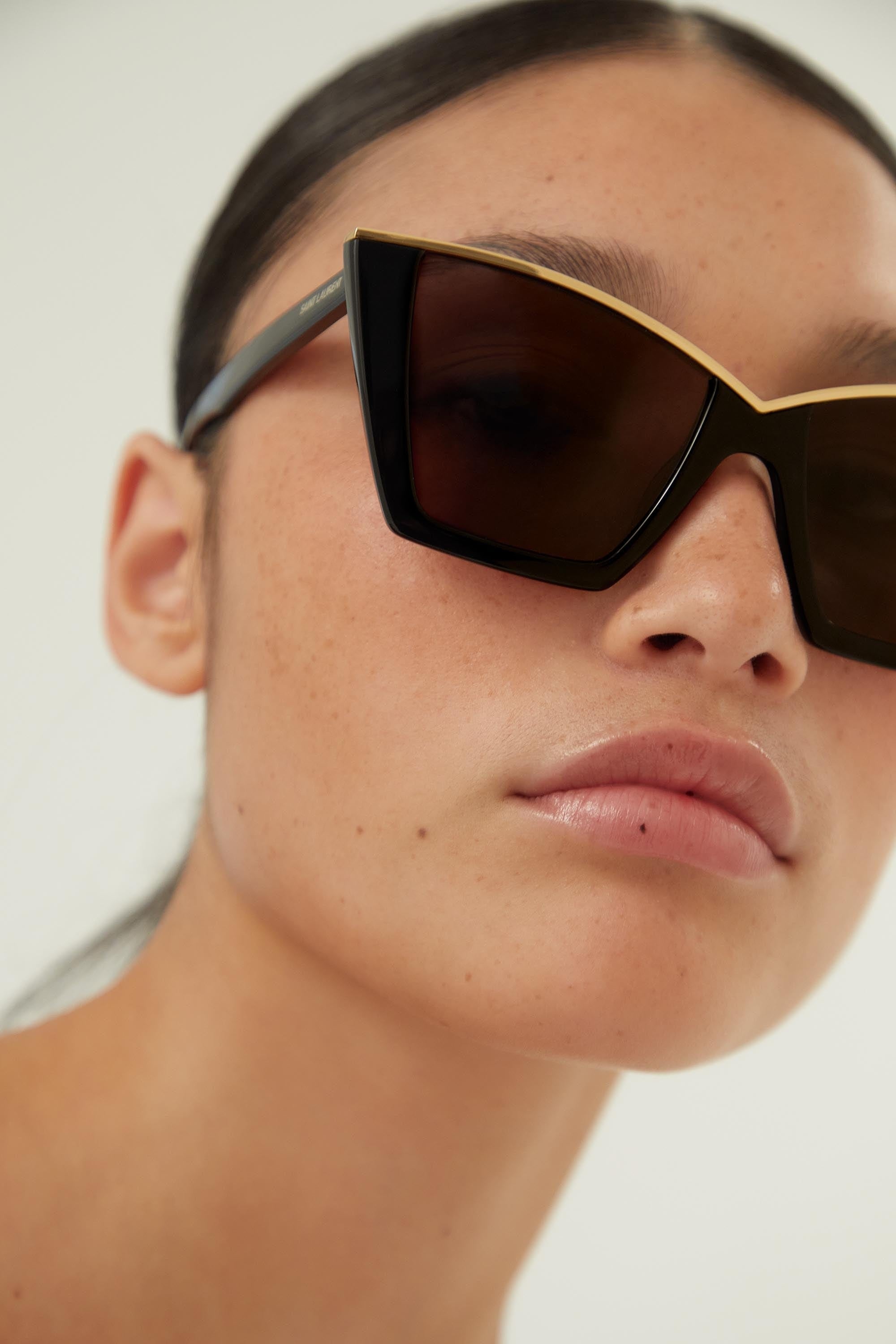 Saint Laurent cat eye black and gold sunglasses