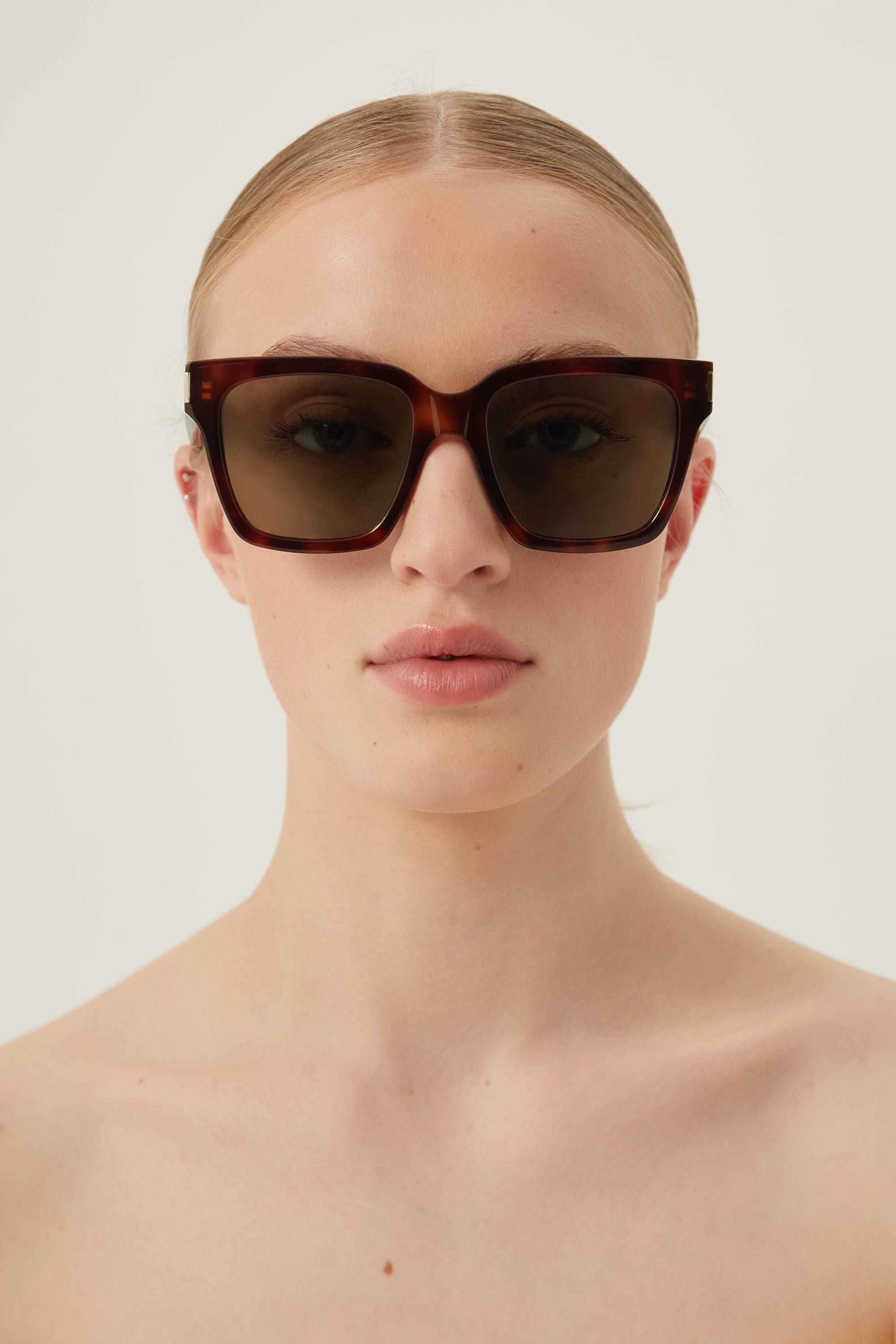 Saint Laurent havana rectangular sunglasses