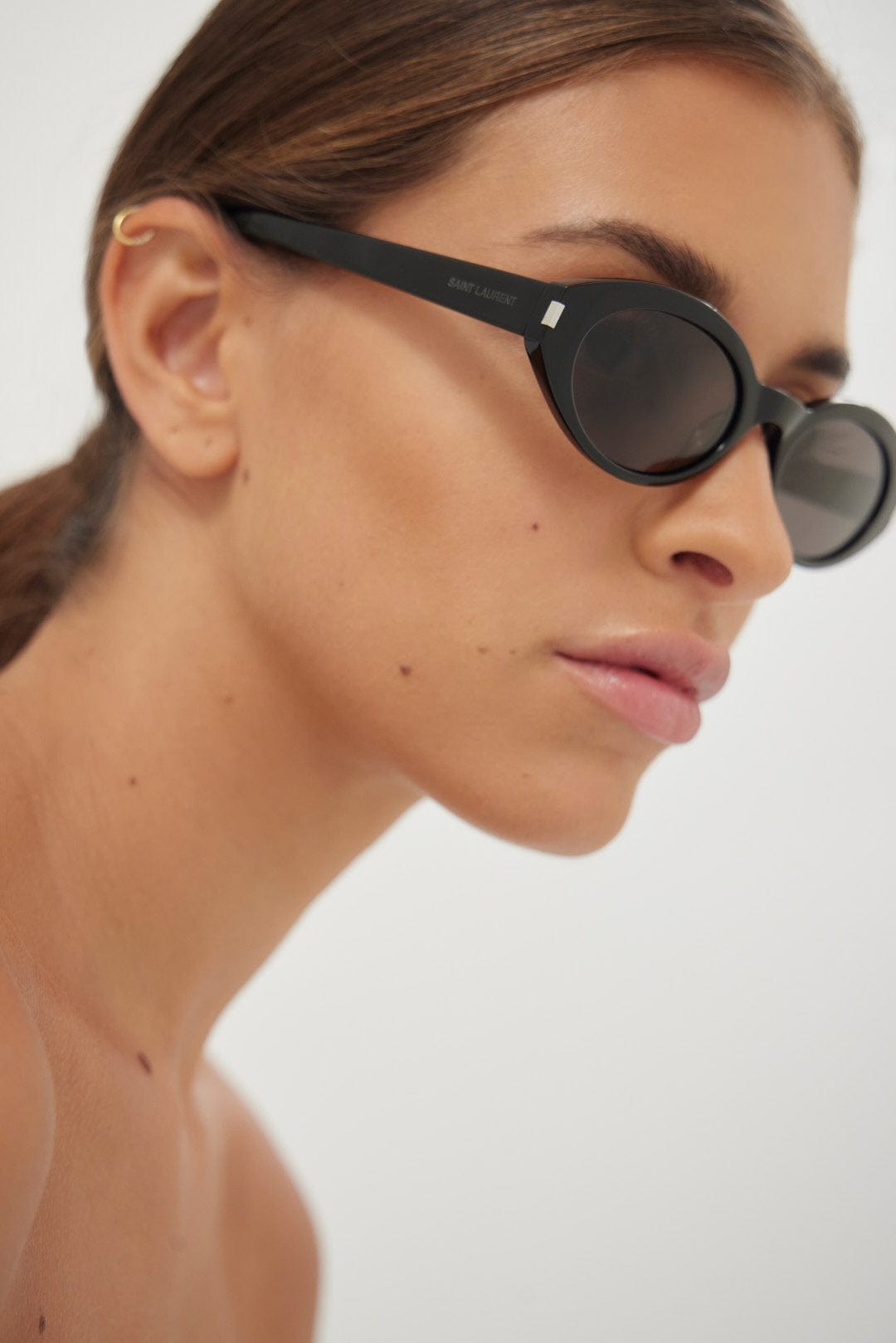 Saint Laurent oval micro black sunglasses