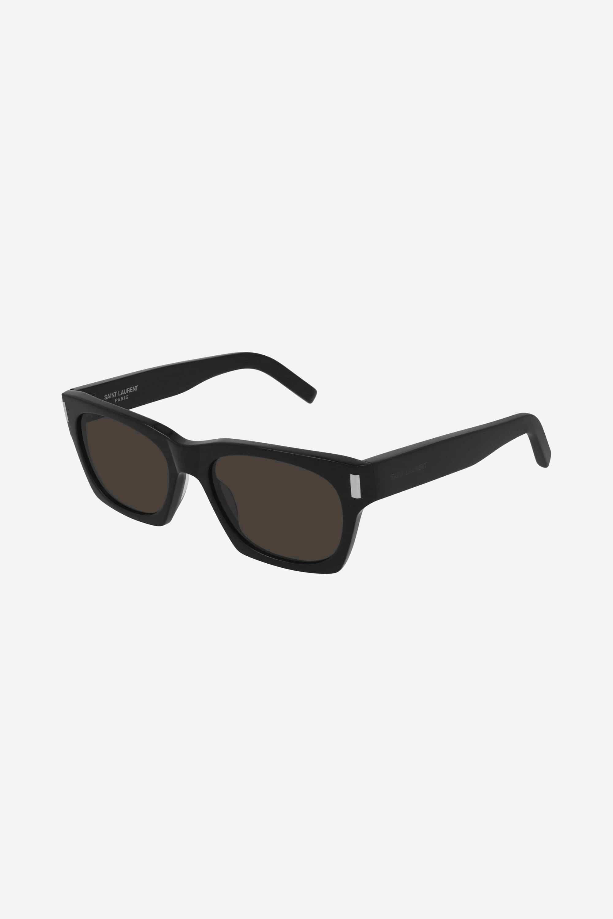 Saint Laurent rectangular sharp black sunglasses