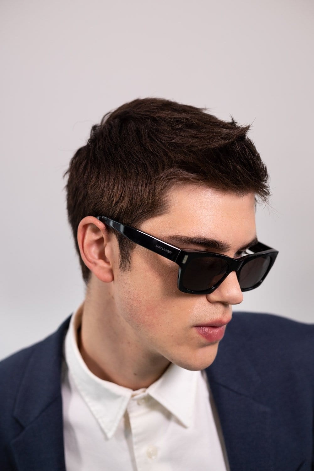 Saint Laurent rectangular sharp black sunglasses