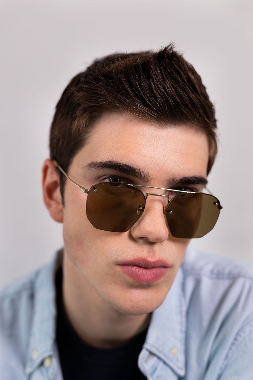 Saint Laurent rimless metal sytle gold brown sunglasses