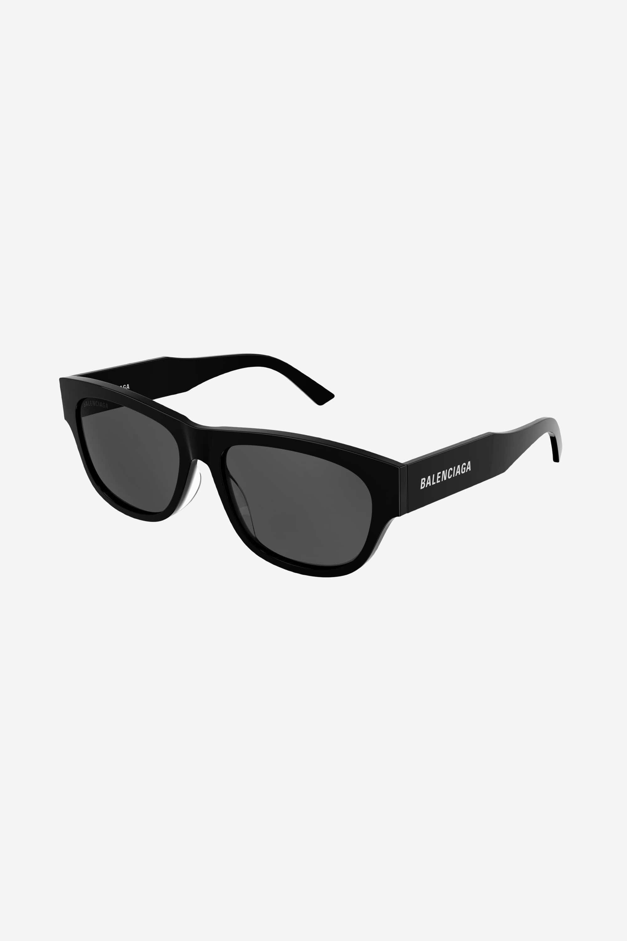 Balenciaga slim rectangular black sunglasses