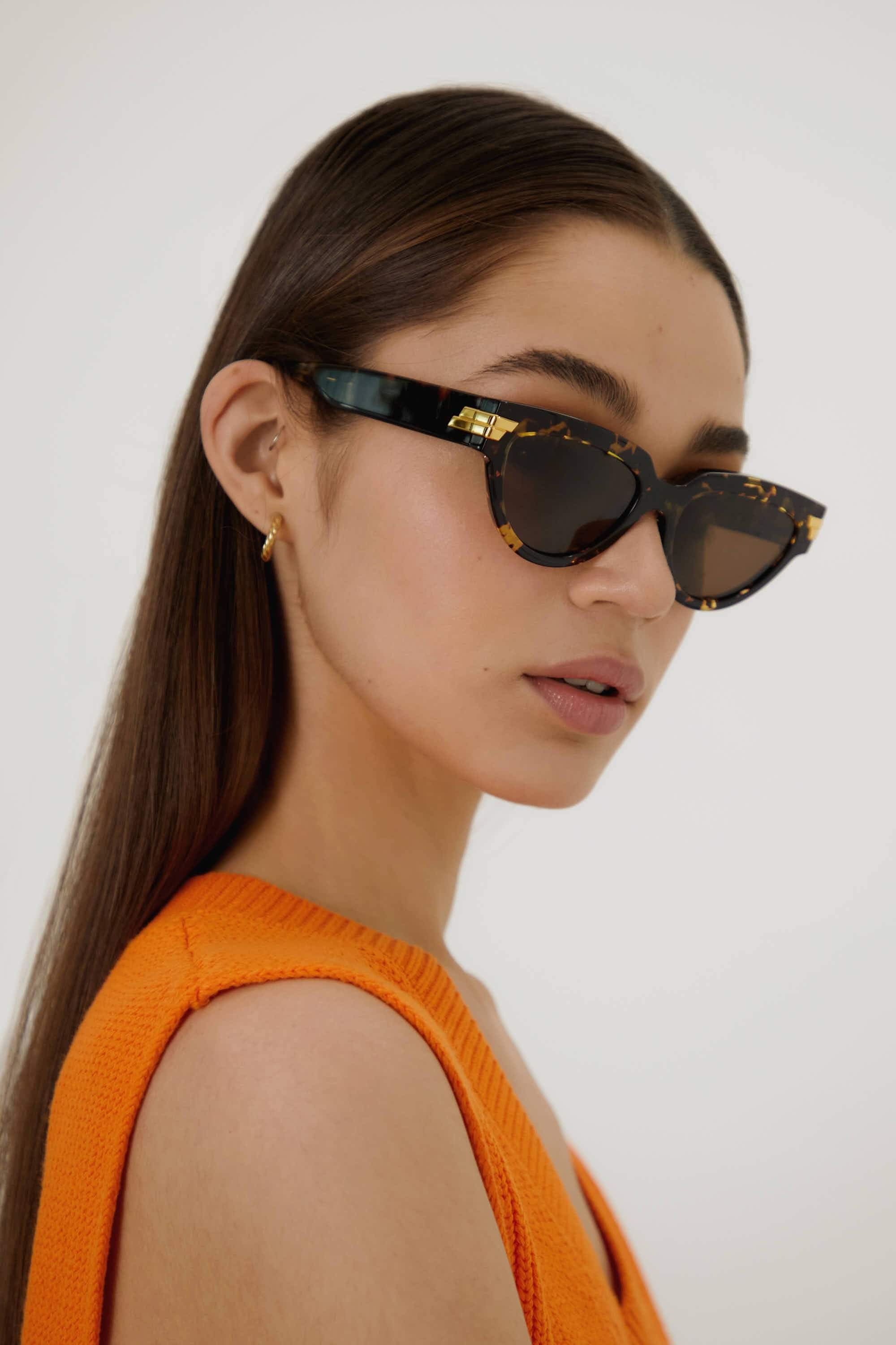 Bottega Veneta havana soft cat-eye sunglasses