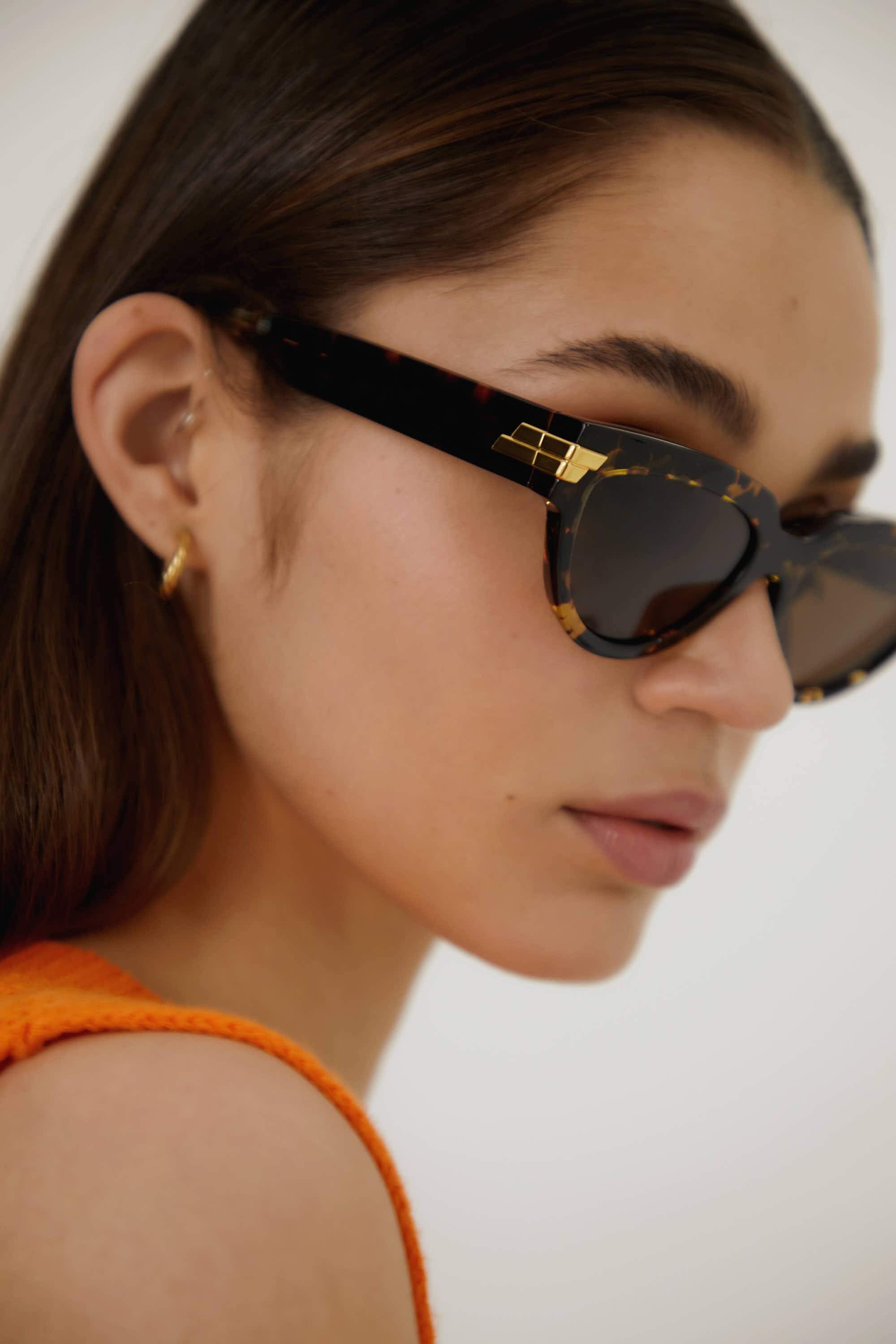 Bottega Veneta havana soft cat-eye sunglasses