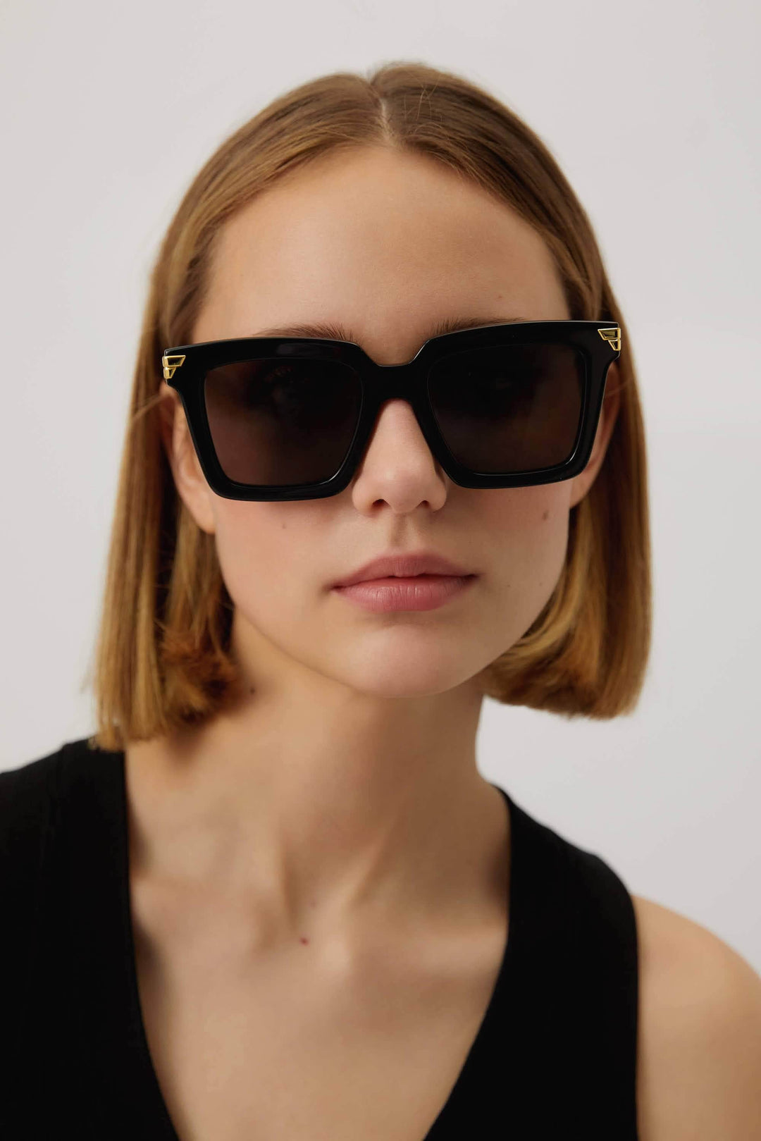 Bottega Veneta iconic squared black acetate sunglasses