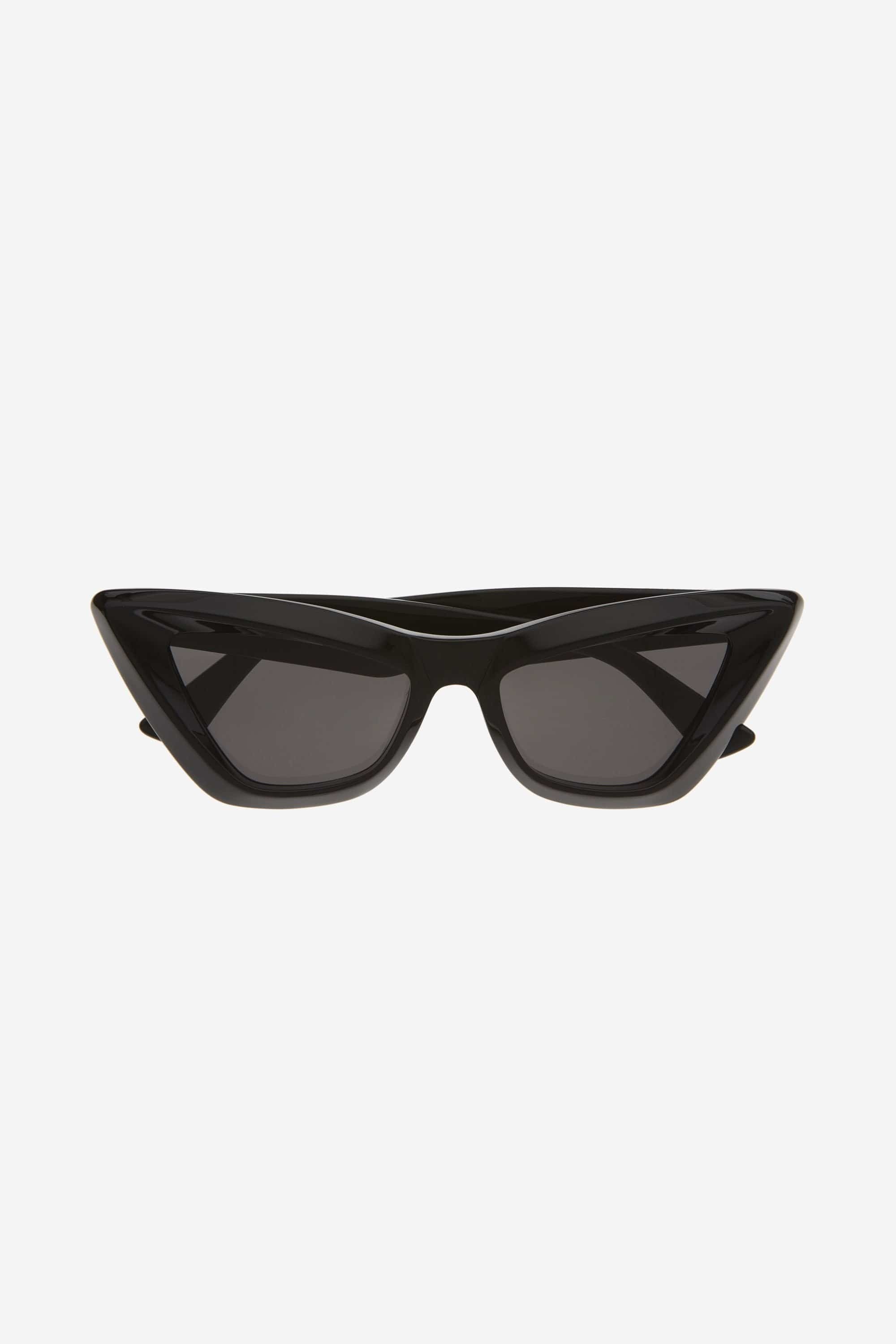 Bottega Veneta sculptured cat-eye edgy black sunglasses