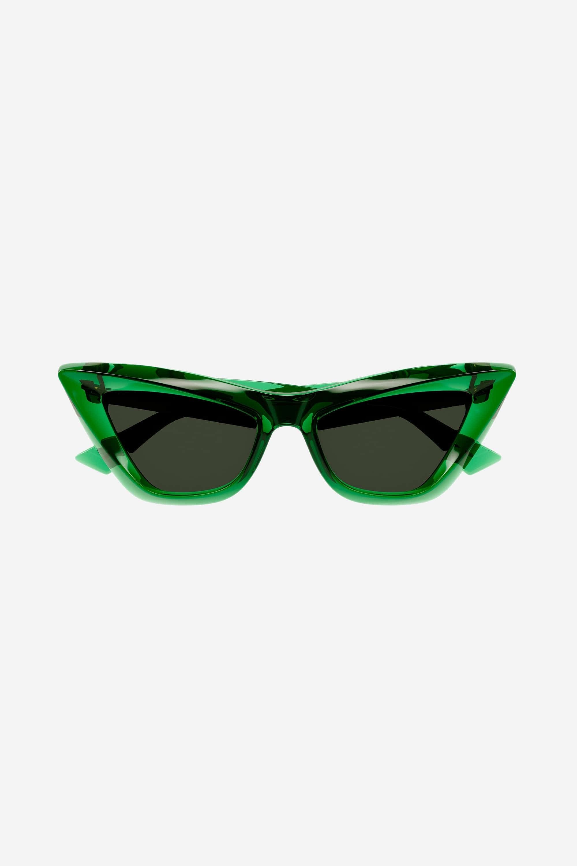 Bottega Veneta sculptured cat-eye edgy green sunglasses