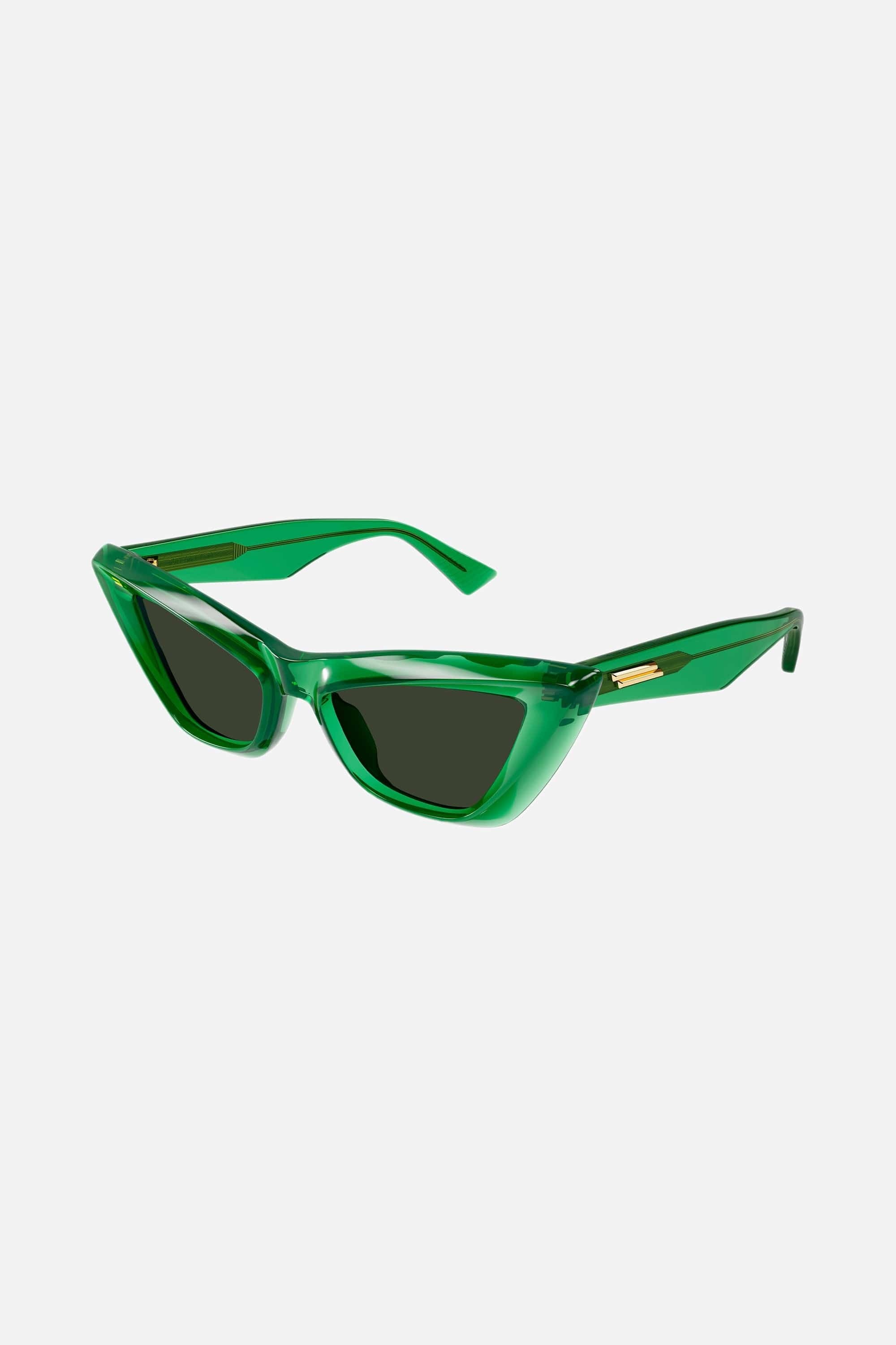 Bottega Veneta sculptured cat-eye edgy green sunglasses