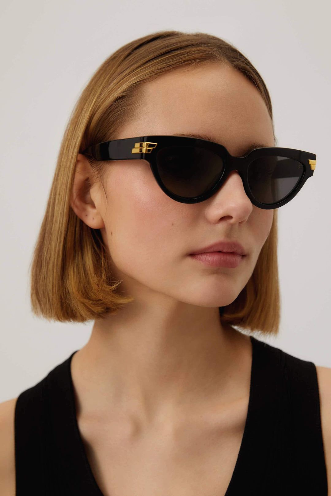 Bottega Veneta soft cat-eye black sunglasses