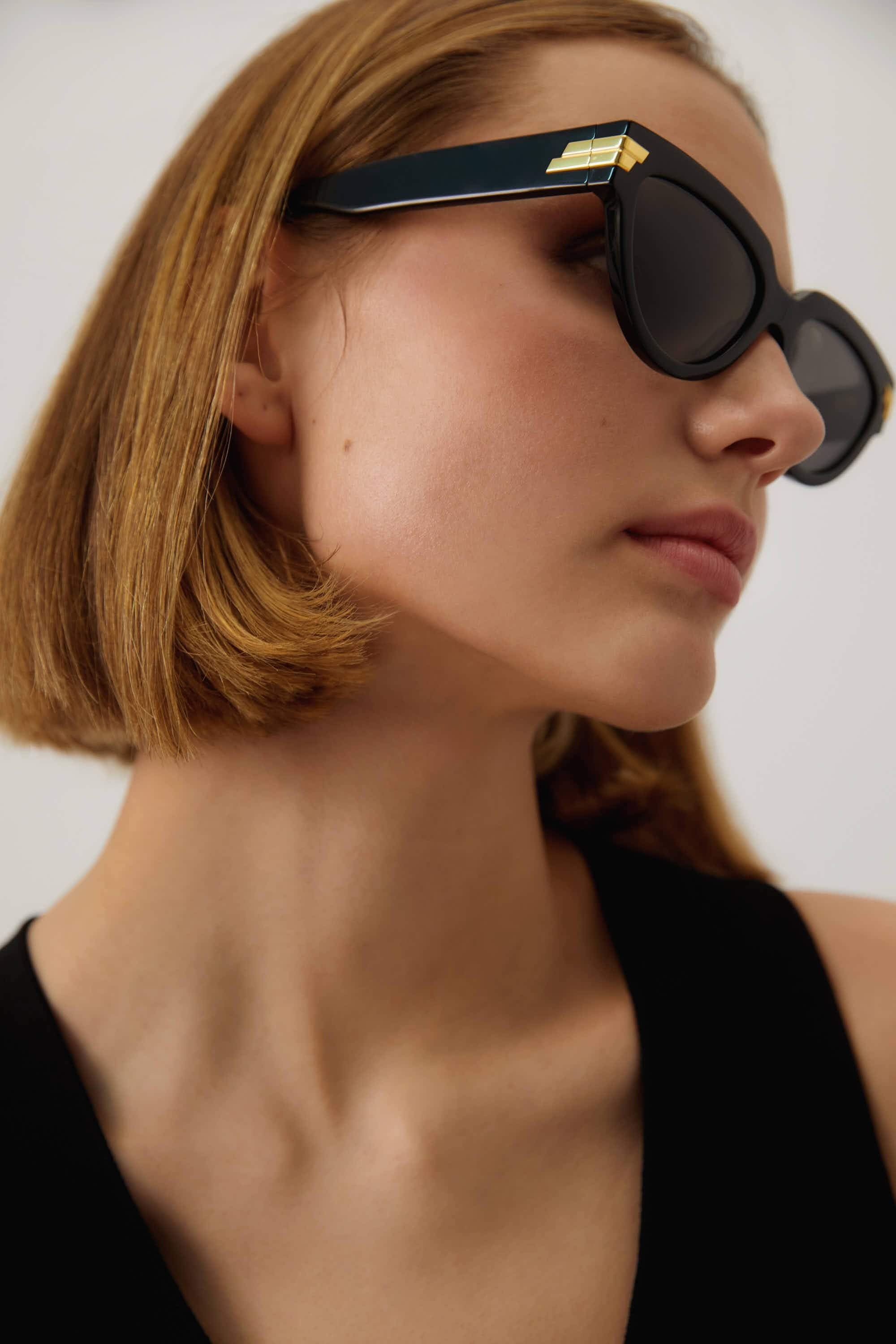 Bottega Veneta soft cat-eye black sunglasses