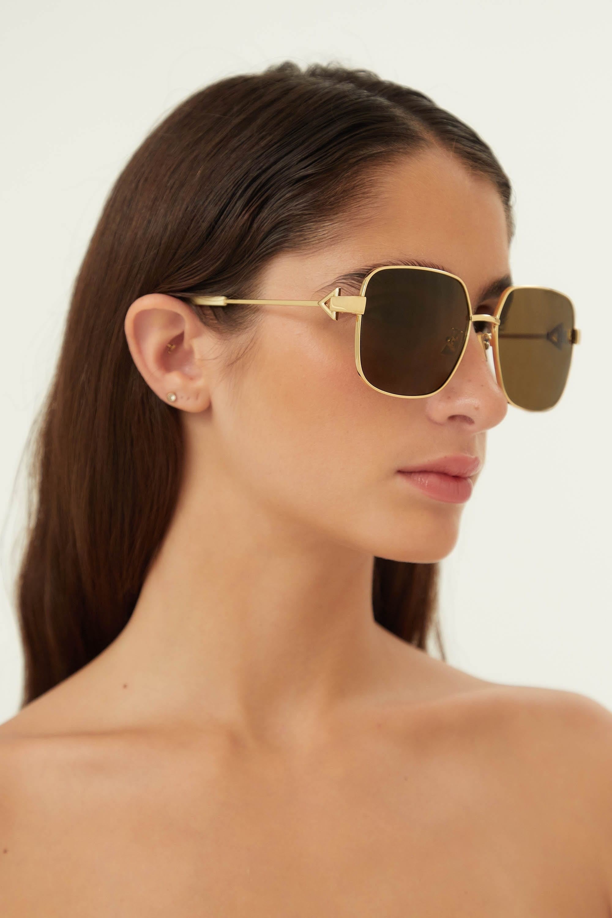 Bottega Veneta squared full metal gold sunglasses