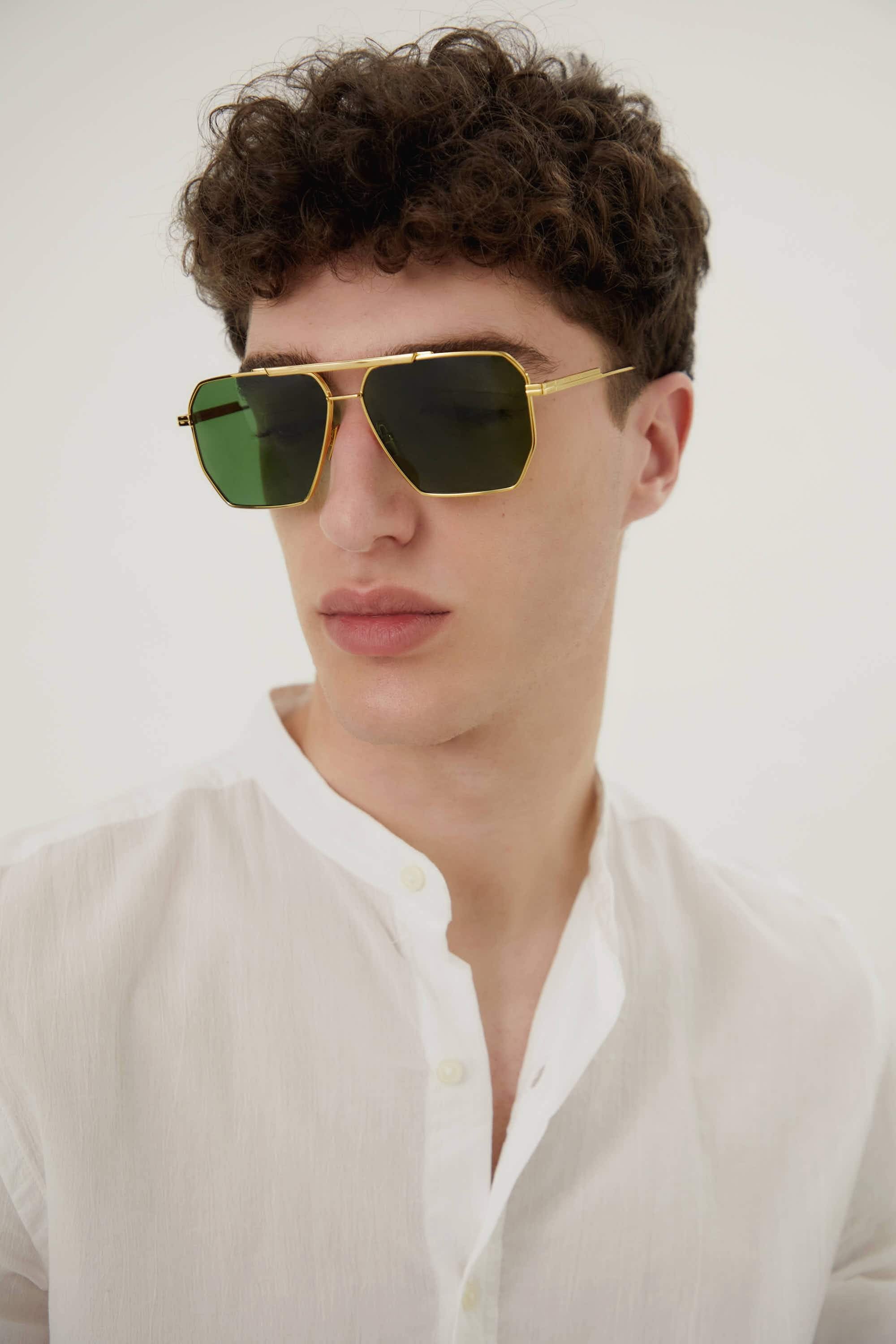 Bottega Veneta UNISEX super light caravan gold green sunglasses