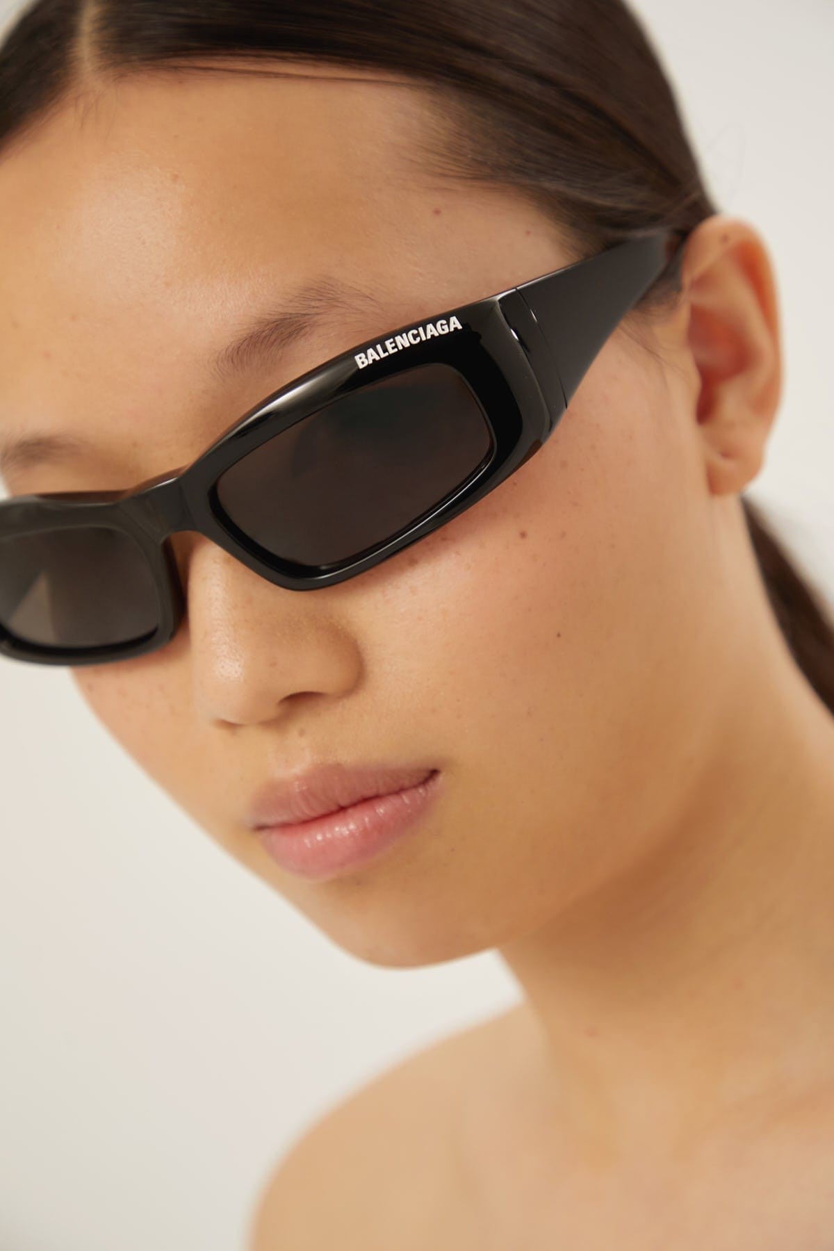 Balenciaga black rectangular sunglasses