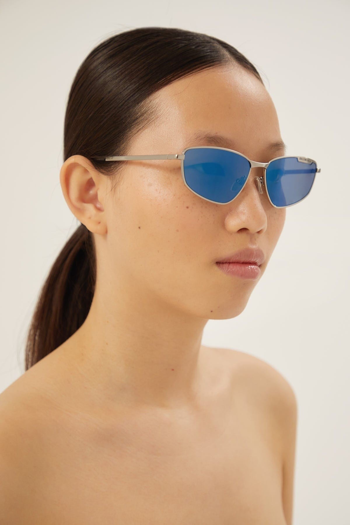 Balenciaga blue metal cat eye sunglasses