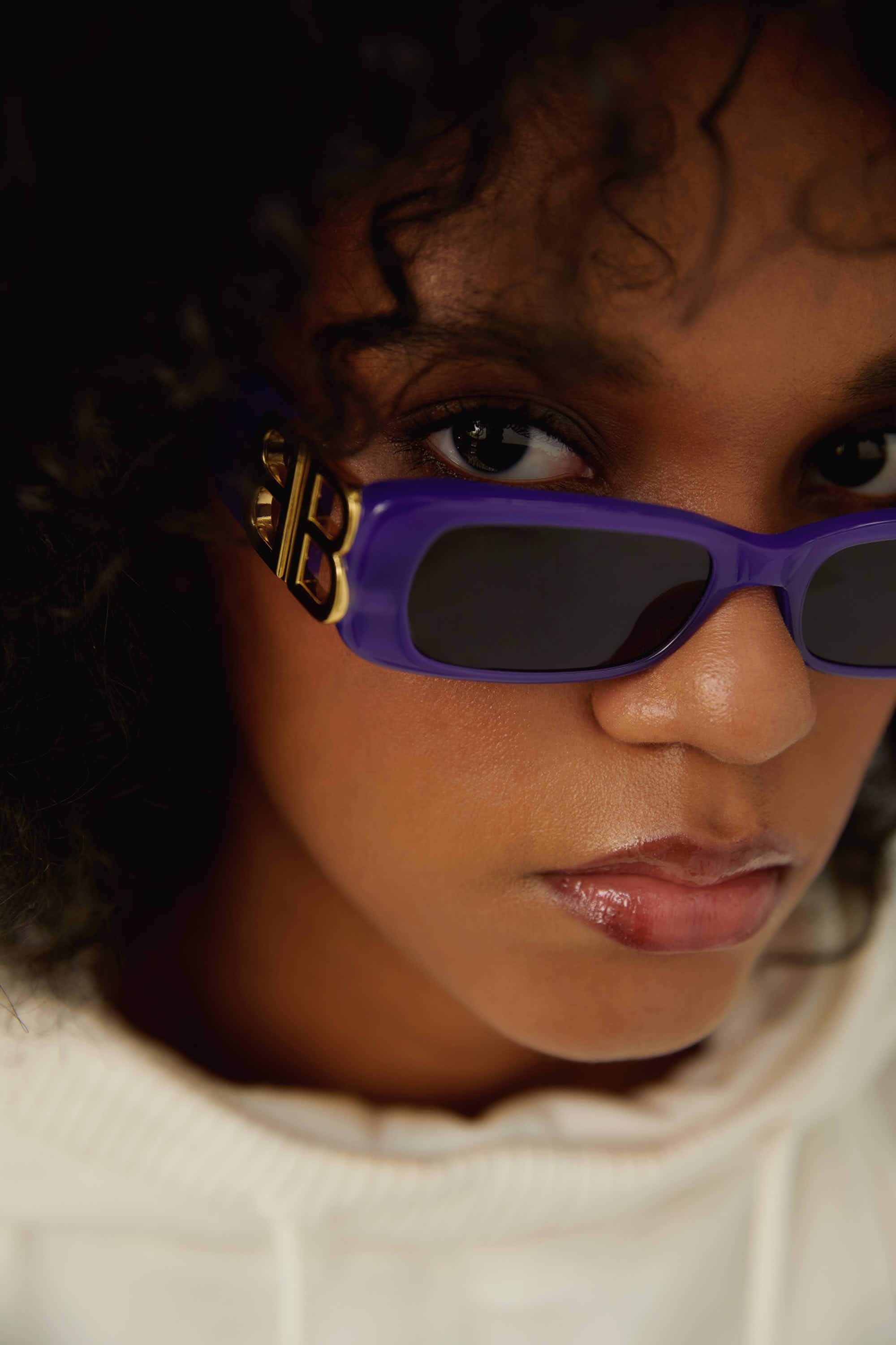 Balenciaga Dynasty micro violet sunglasses featuring BB logo